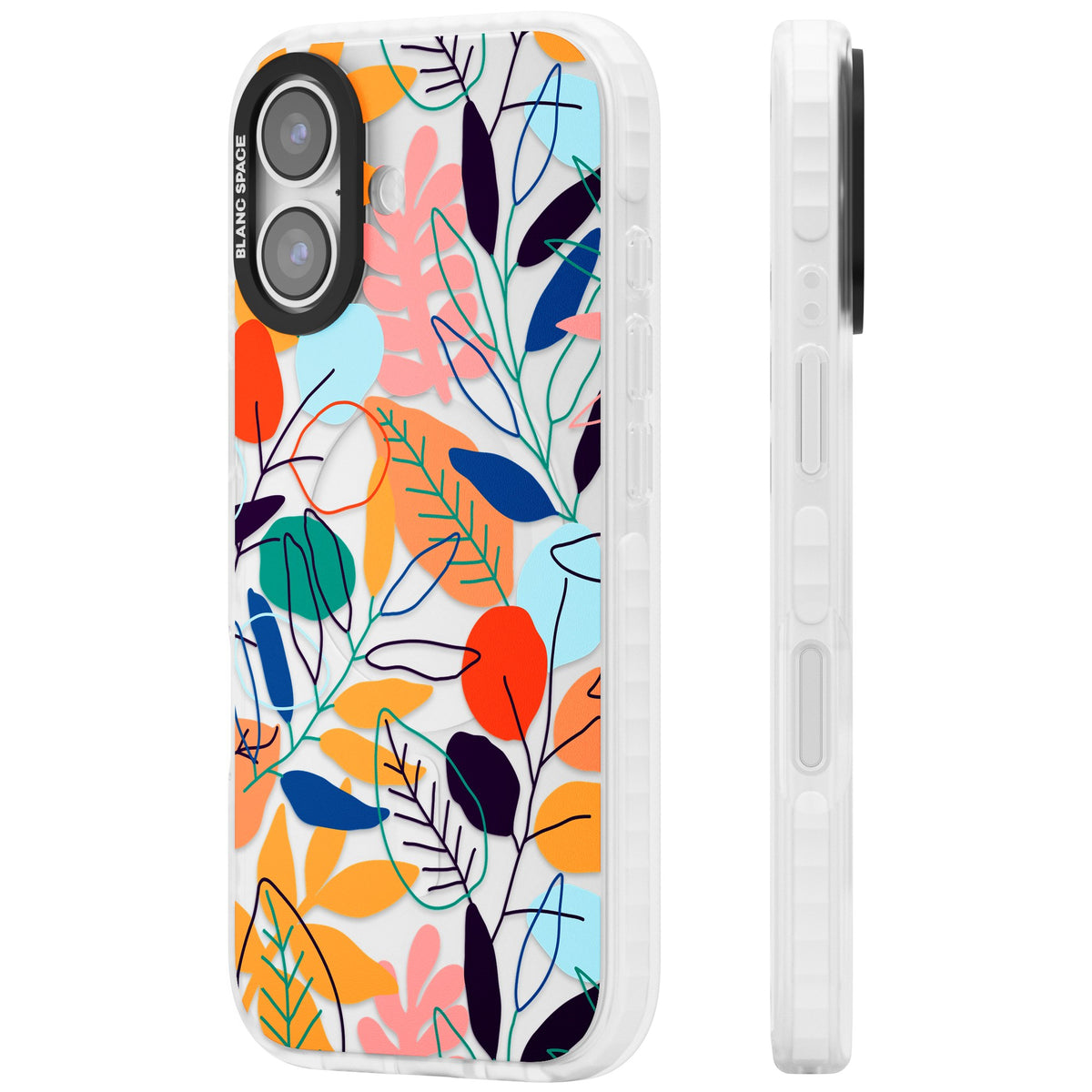 Flora Lines iPhone 16 / iPhone 16 Plus / iPhone 17 Impact Clear Phone Case side