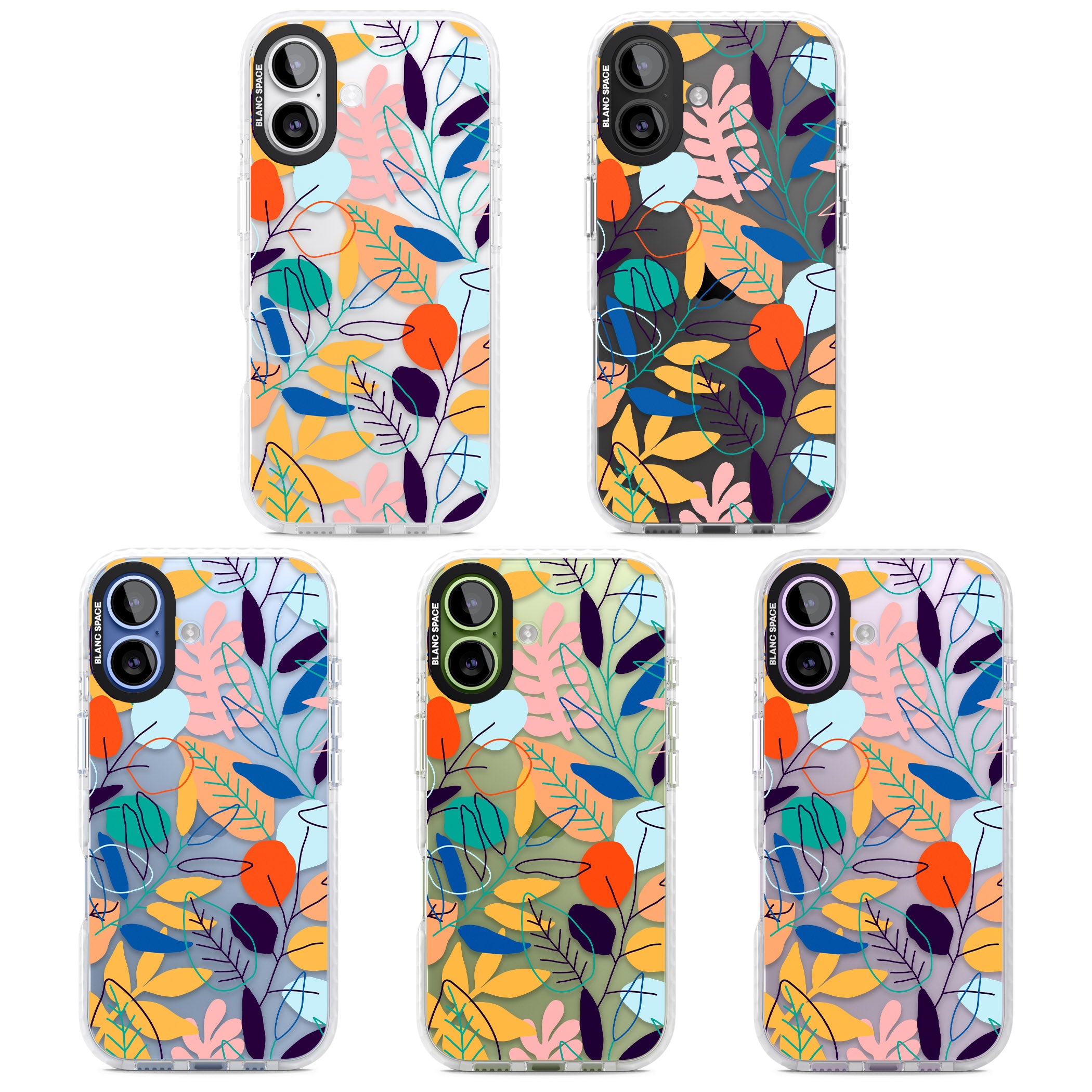 Abstract Line Drawn Leaves iPhone 17 Impact Clear Phone Case APT Impact Protection