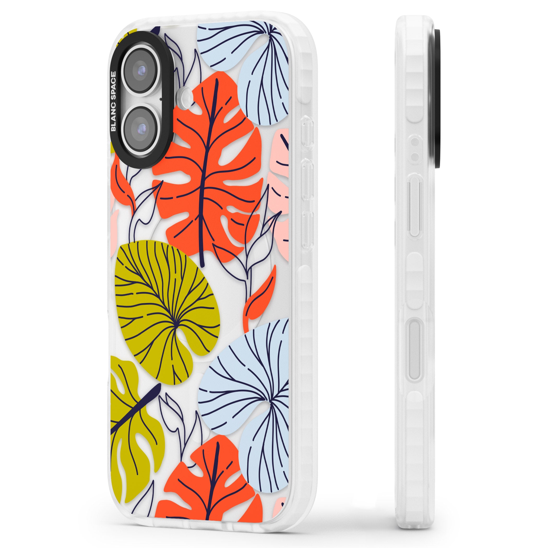 Retro Leaves iPhone 17 Impact Clear Phone Case Side Profile