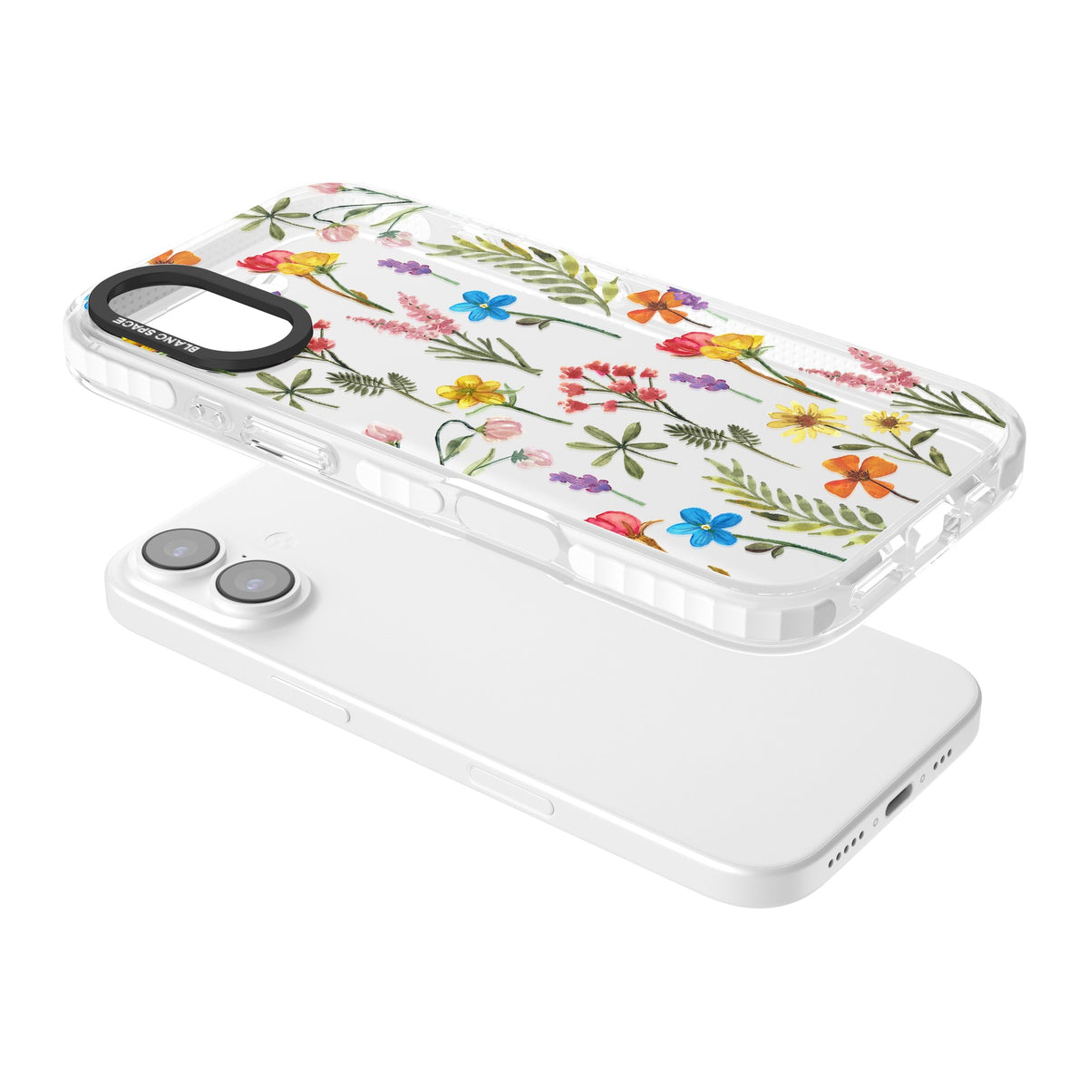 Spring Botanicals iPhone 16 / iPhone 16 Plus / iPhone 17 Impact Clear Phone Case angled