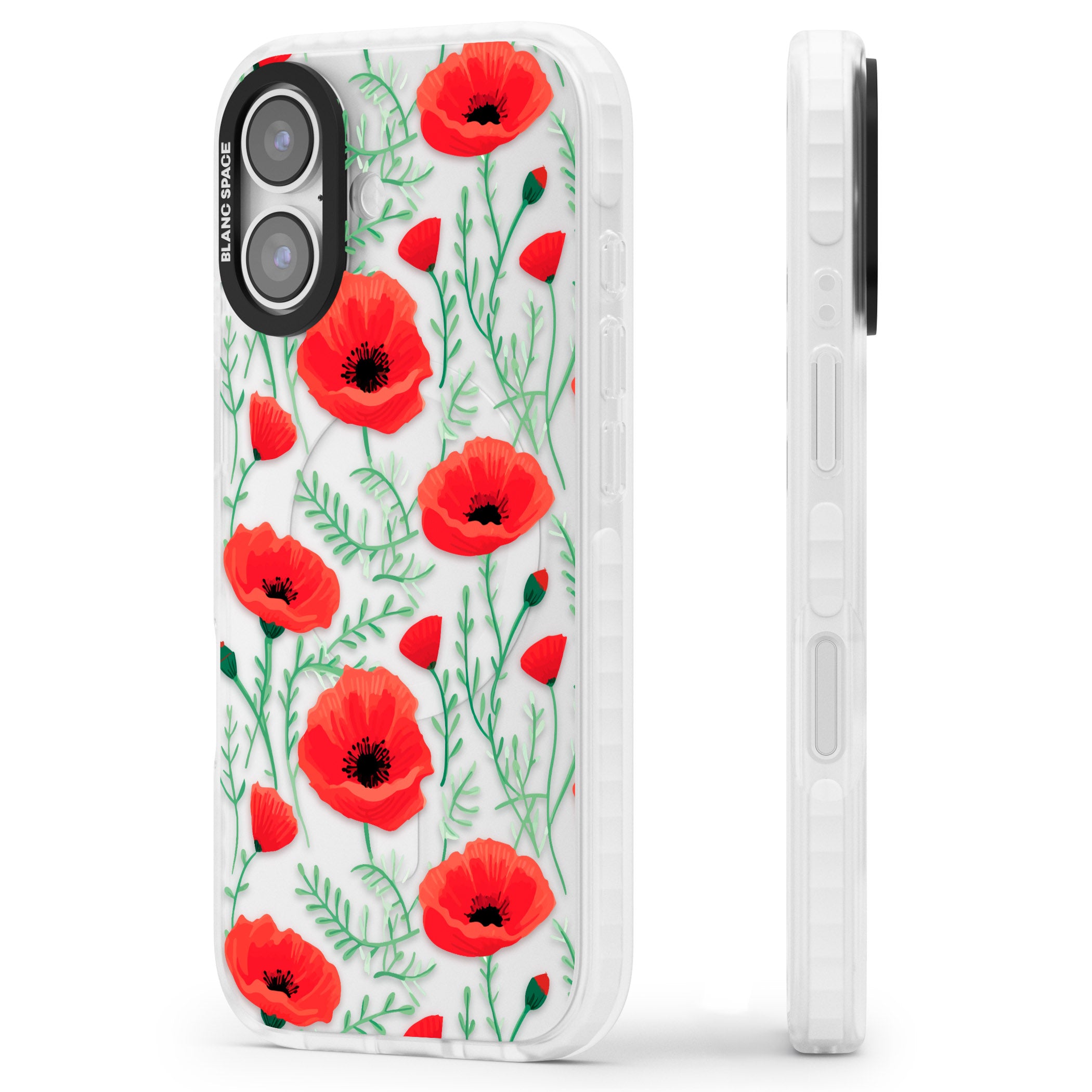 Poppy Garden iPhone 17 Impact Clear Phone Case Side Profile
