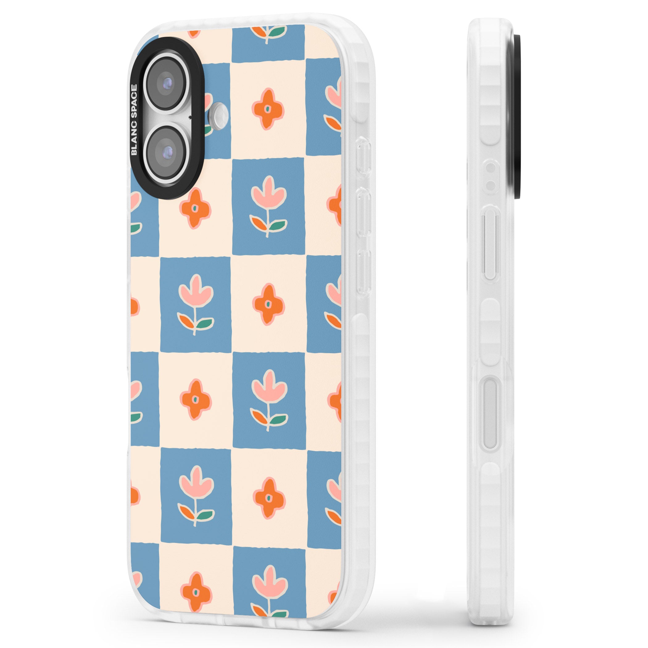 Vintage Bloom Checkered iPhone 17 Impact Clear Phone Case Side Profile