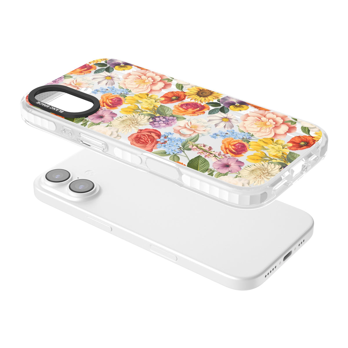 Bloom Basket iPhone 16 / iPhone 16 Plus / iPhone 17 Impact Clear Phone Case angled