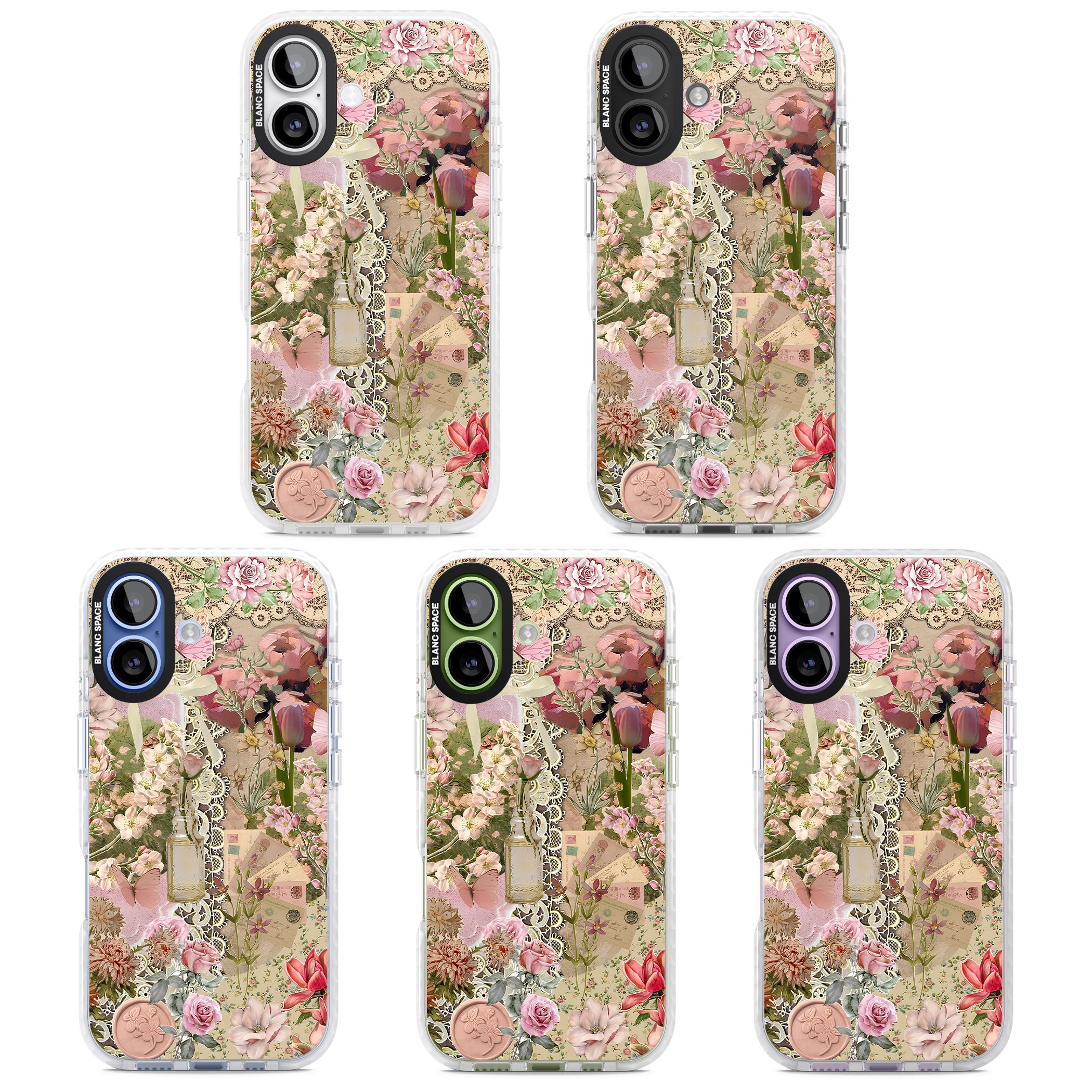 Soft Pink Flower Collage iPhone 17 Impact Clear Phone Case APT Impact Protection