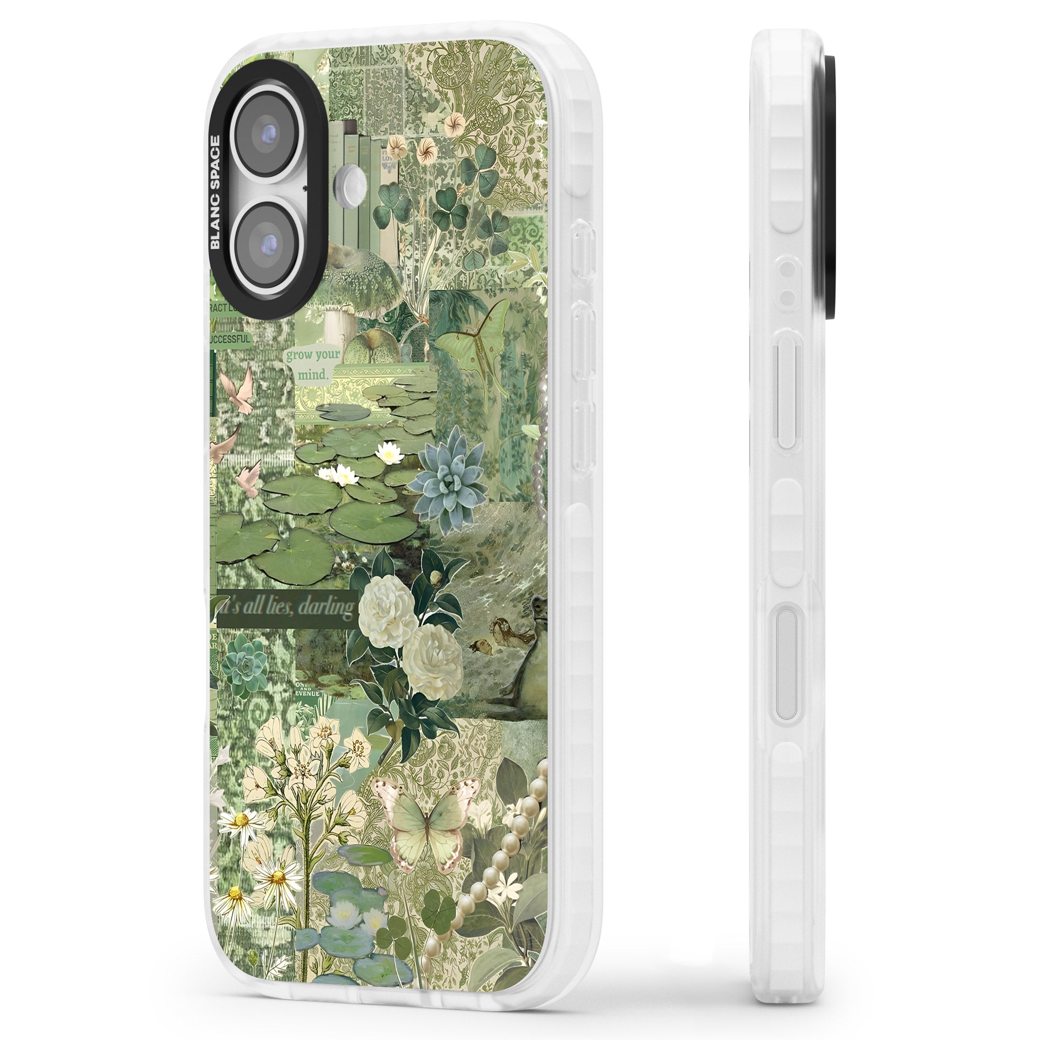 Sage Collage iPhone 17 Impact Clear Phone Case Side Profile