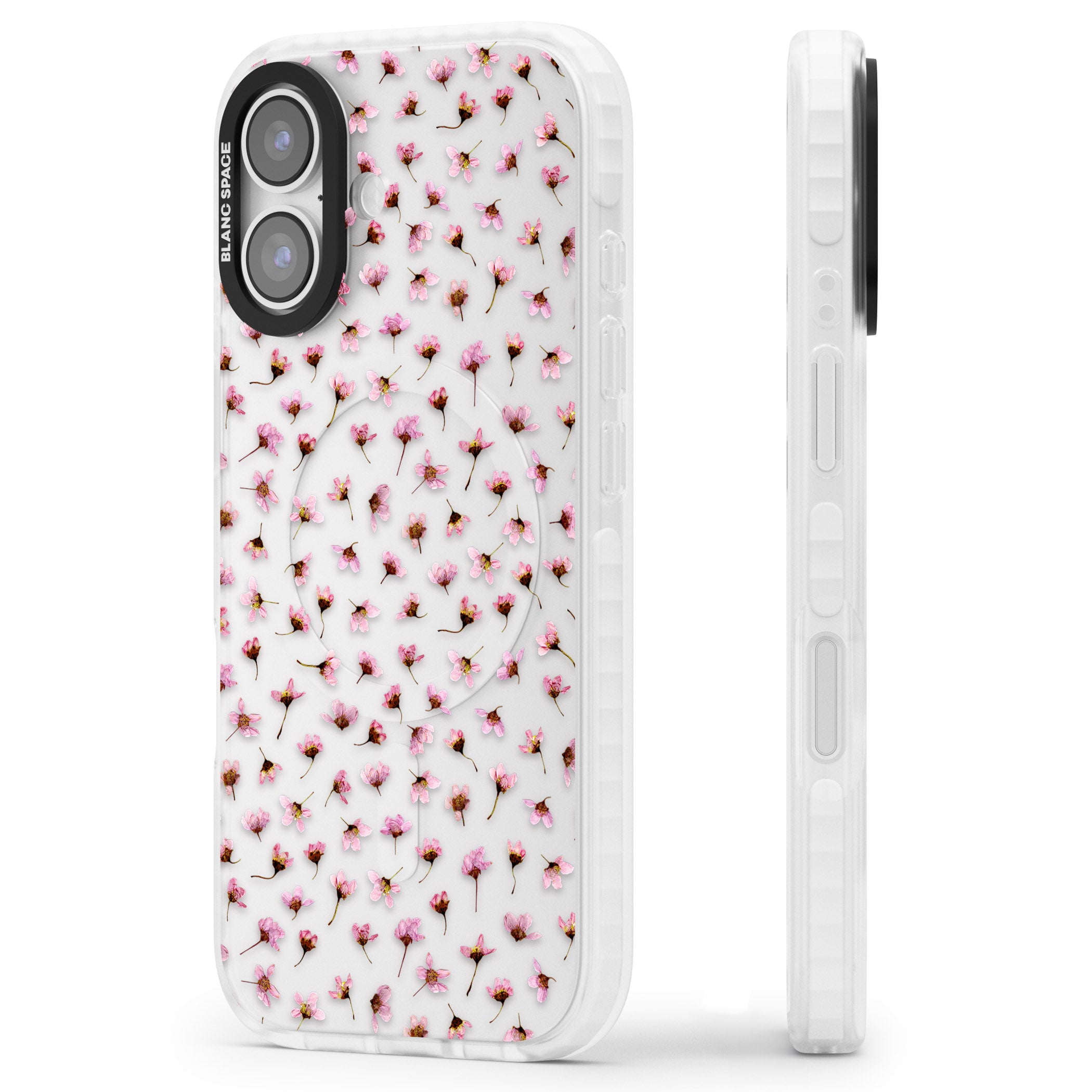 Pink Blossom iPhone 17 Impact Clear Phone Case Side Profile