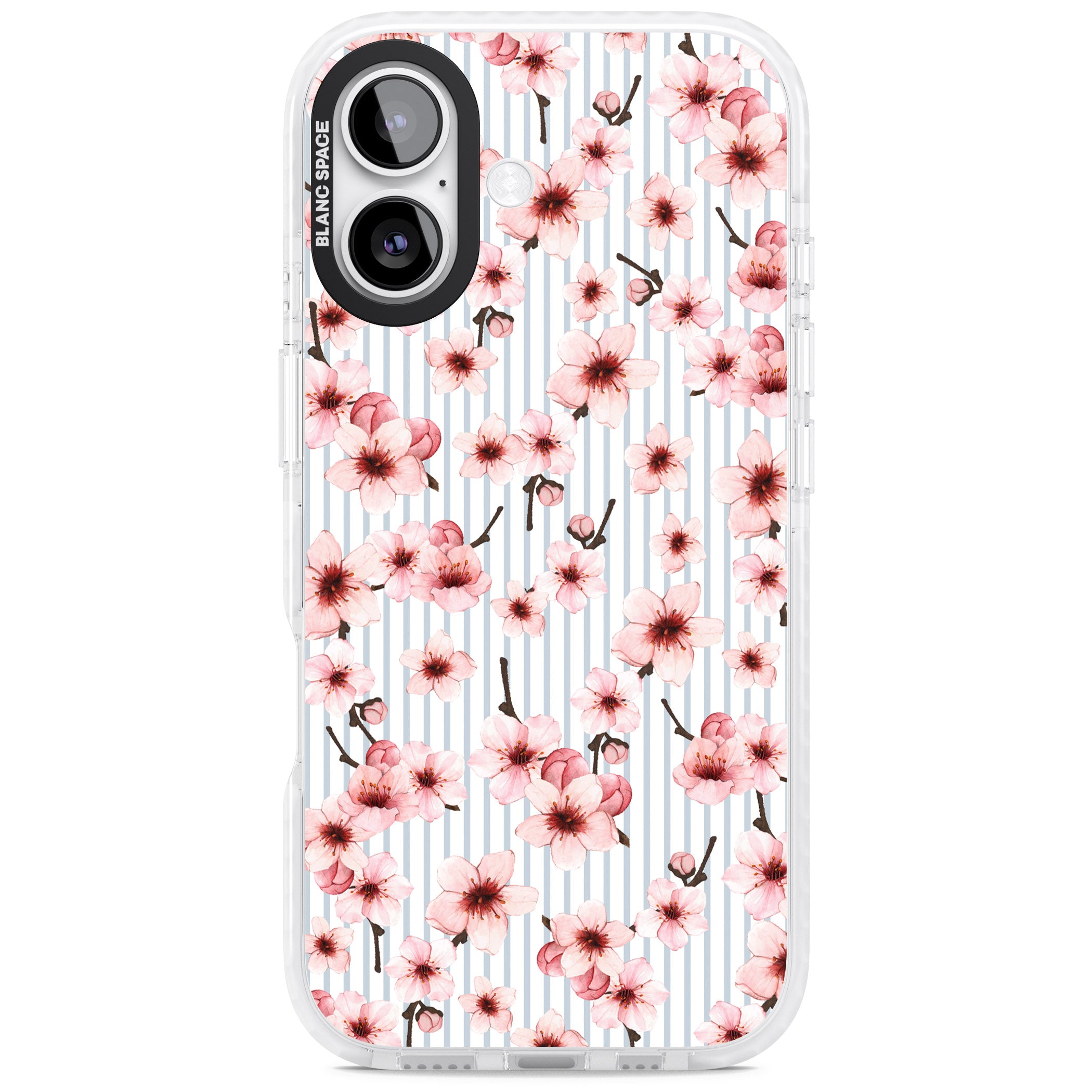 Cherry Blossoms Striped iPhone 17 Impact Clear Phone Case