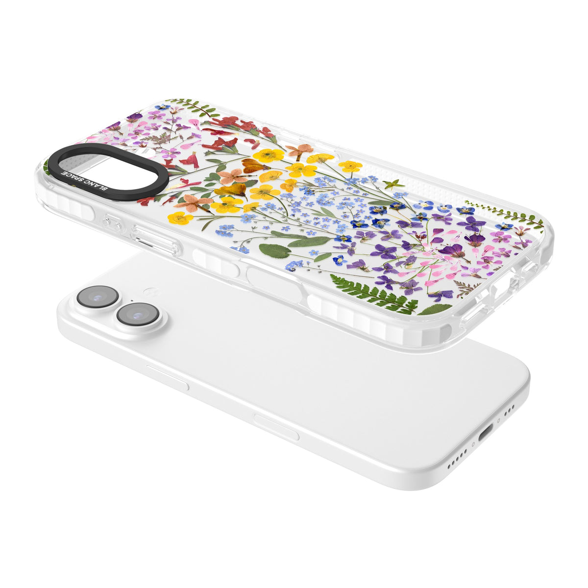 Wildflower Stripe iPhone 16 / iPhone 16 Plus / iPhone 17 Impact Clear Phone Case angled