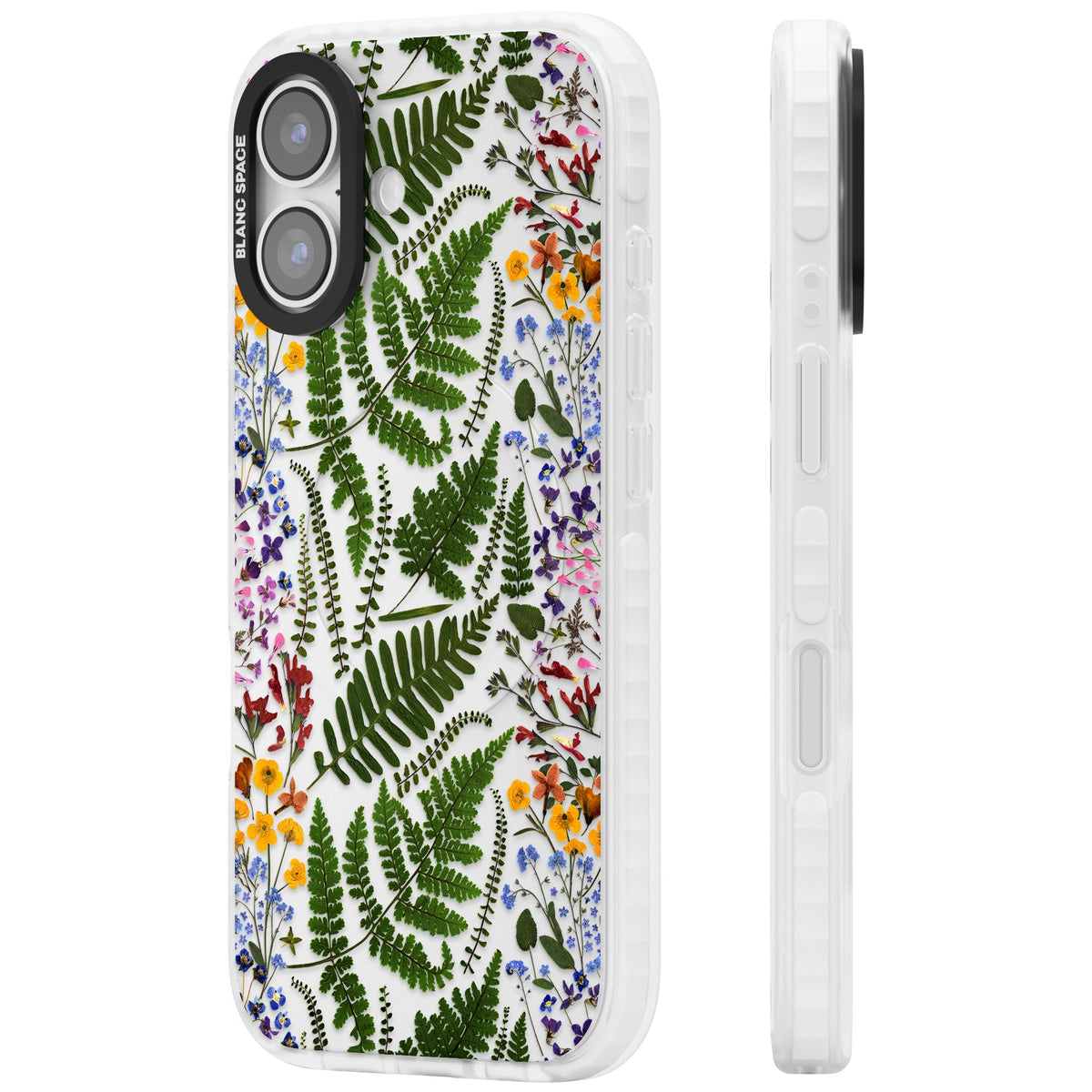 Botanical Fern & Floral iPhone 16 / iPhone 16 Plus / iPhone 17 Impact Clear Phone Case side