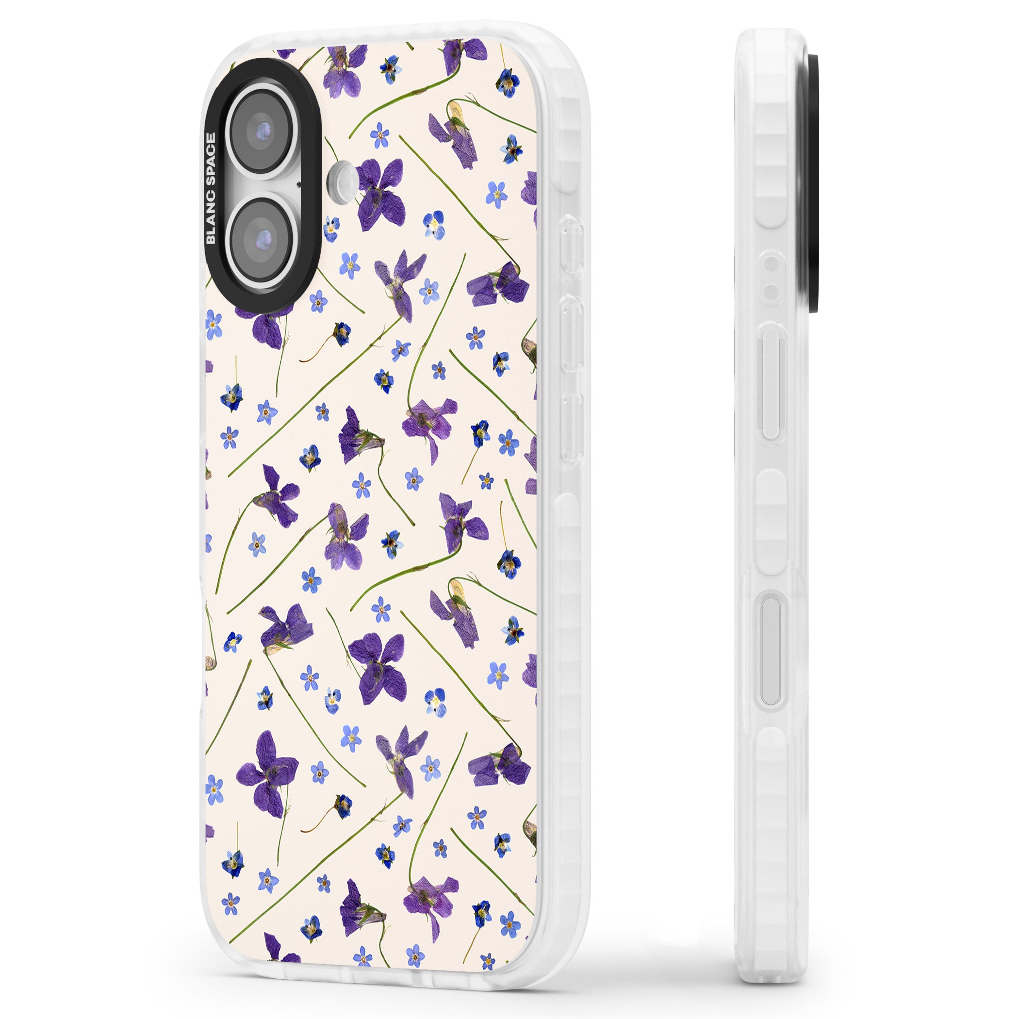 Violet Floral Dream Cream iPhone 17 Impact Clear Phone Case Side Profile