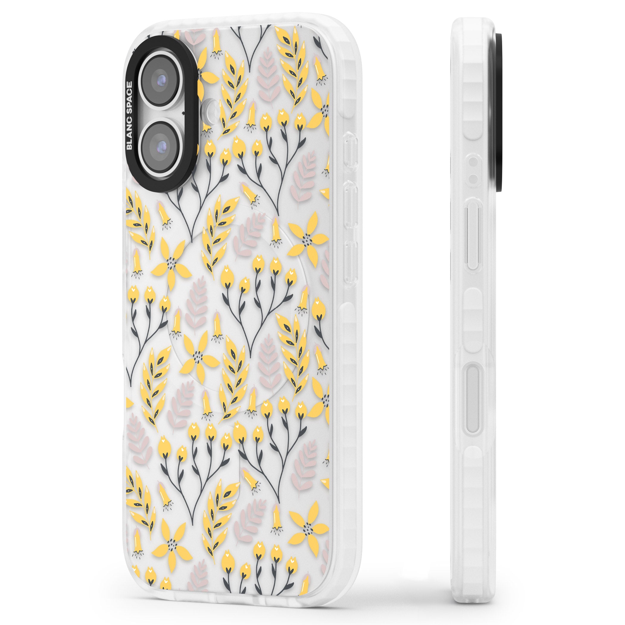 Yellow Floral Vibrance iPhone 17 Impact Clear Phone Case Side Profile