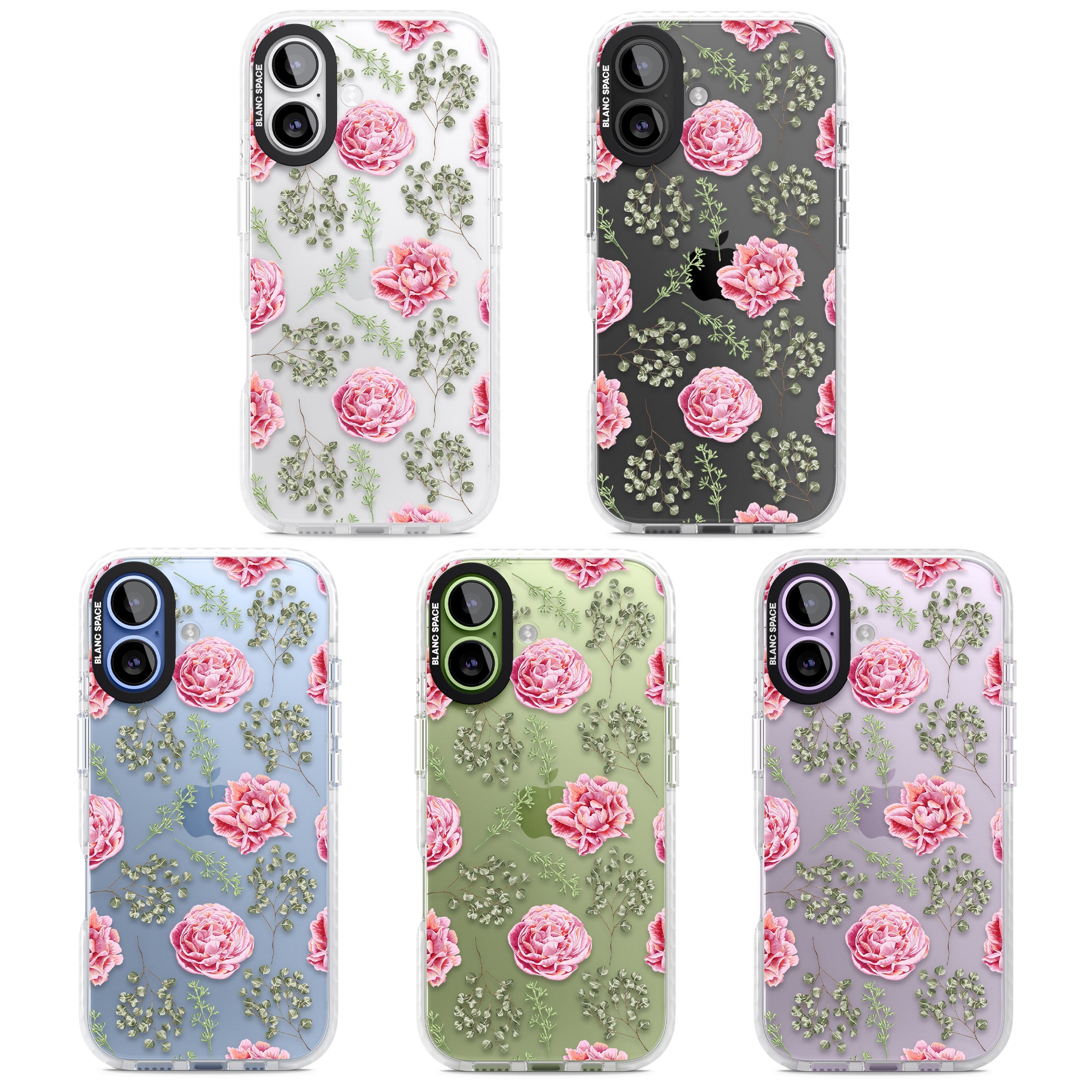 Roses & Eucalyptus Floral iPhone 17 Impact Clear Phone Case APT Impact Protection