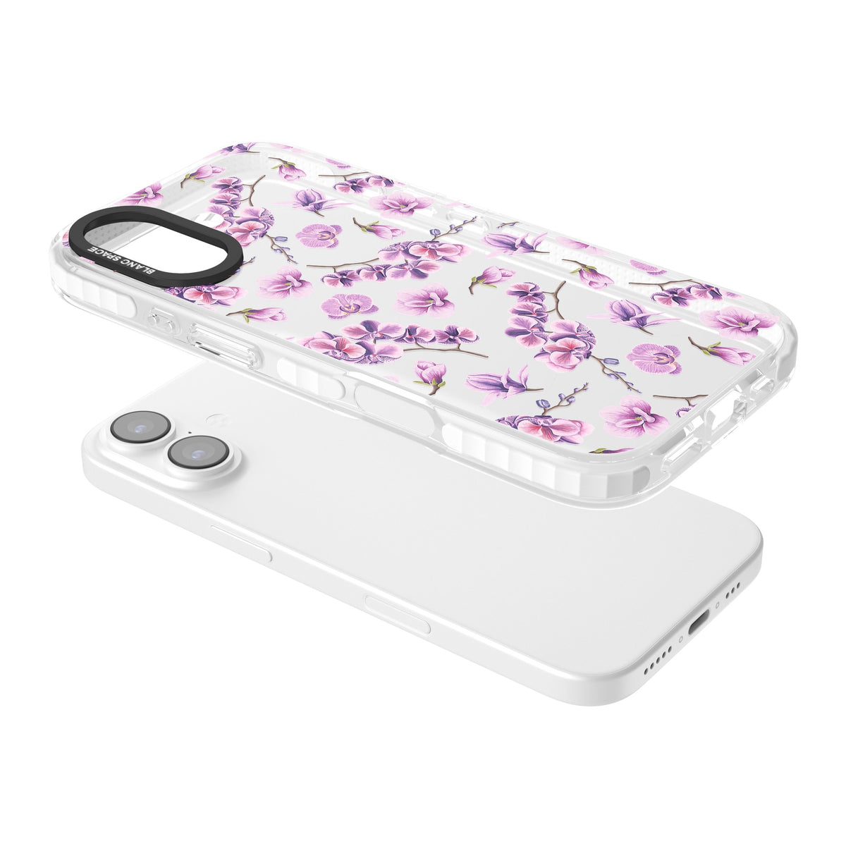 Soft Bloom iPhone 16 / iPhone 16 Plus / iPhone 17 Impact Clear Phone Case angled