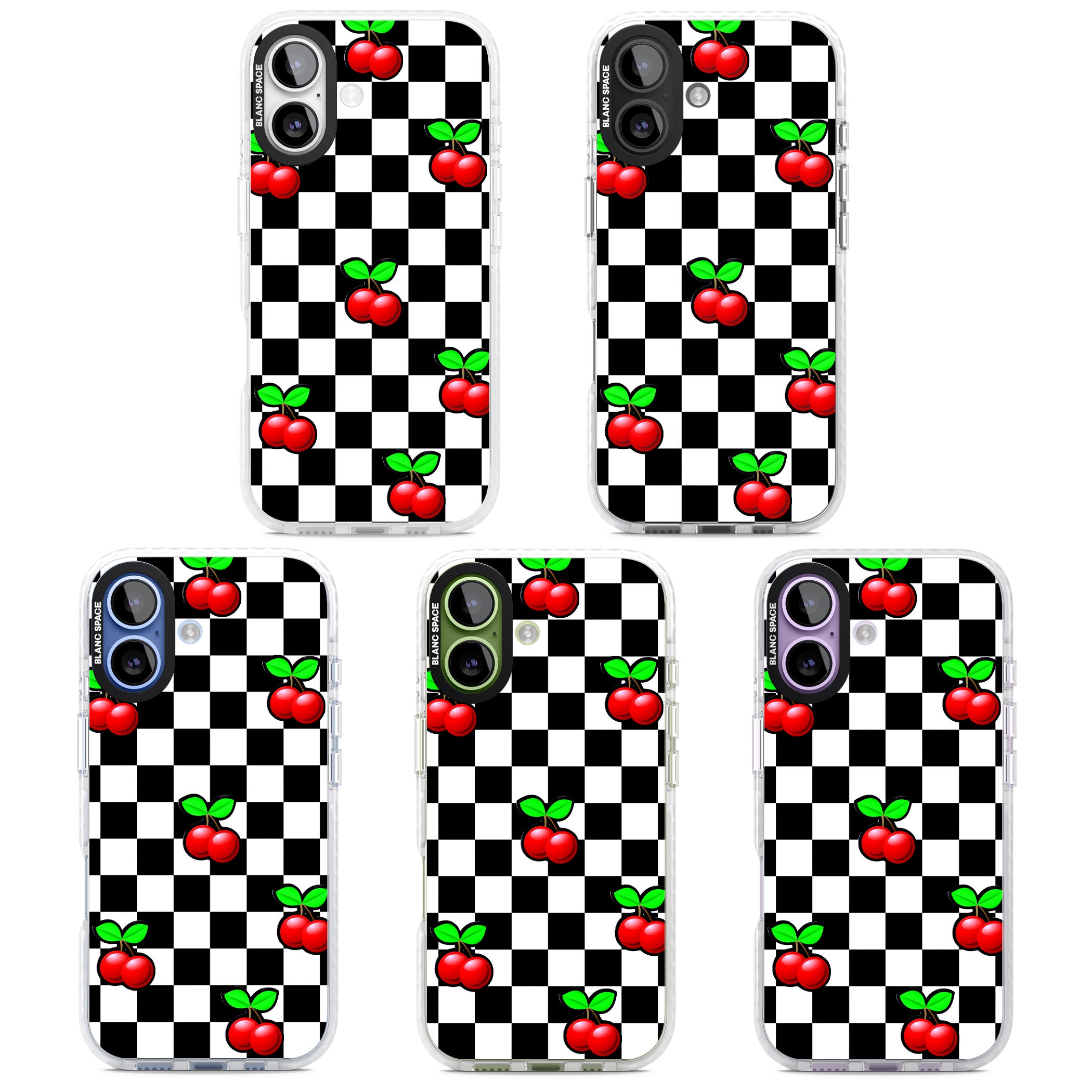 Checkered Cherry iPhone 17 Impact Clear Phone Case APT Impact Protection