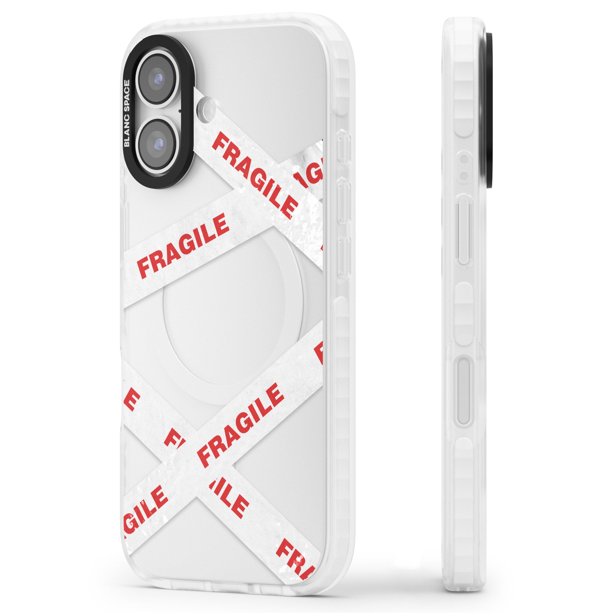 Fragile Tape iPhone 17 Impact Clear Phone Case Side Profile