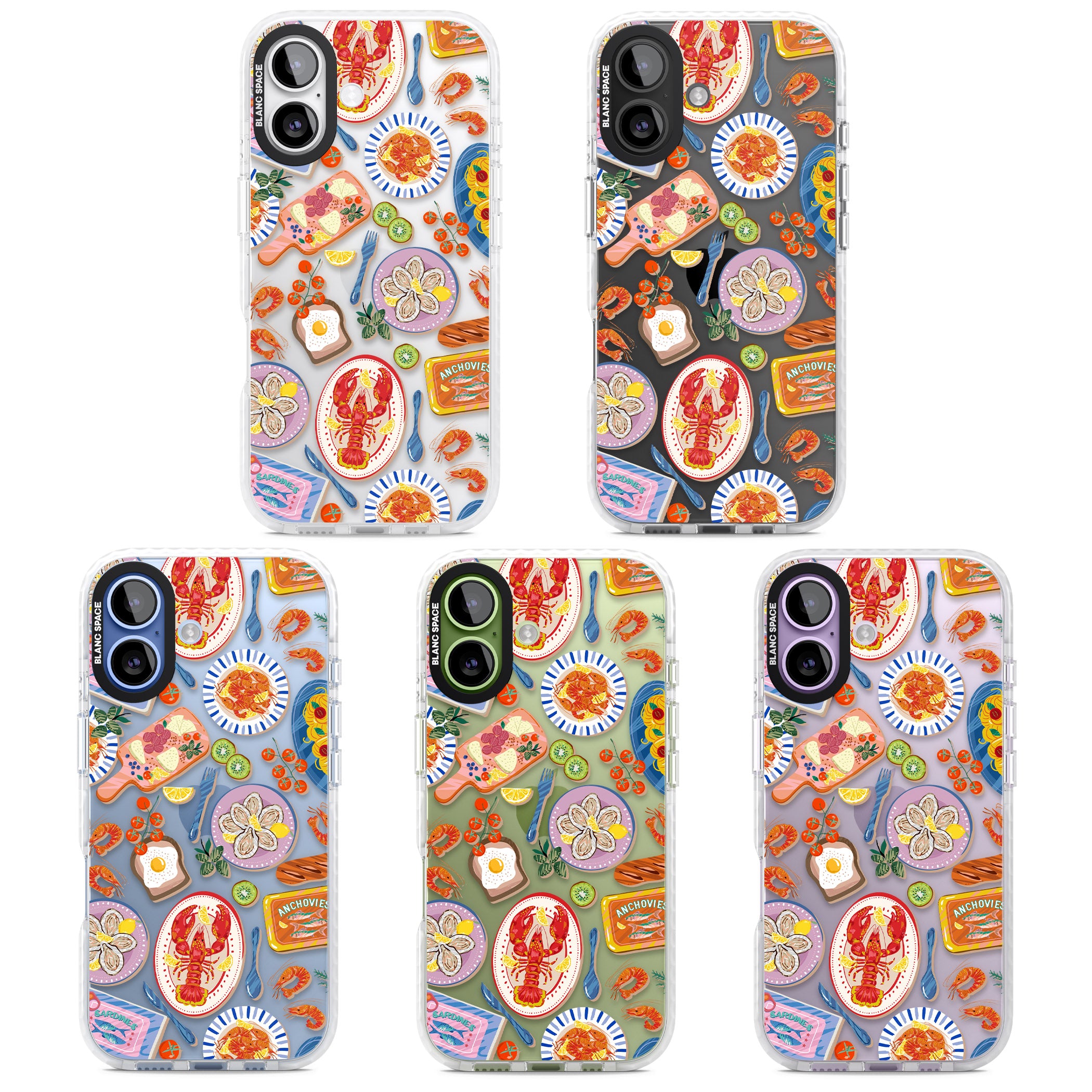 Seafood Pattern iPhone 17 Impact Clear Phone Case APT Impact Protection