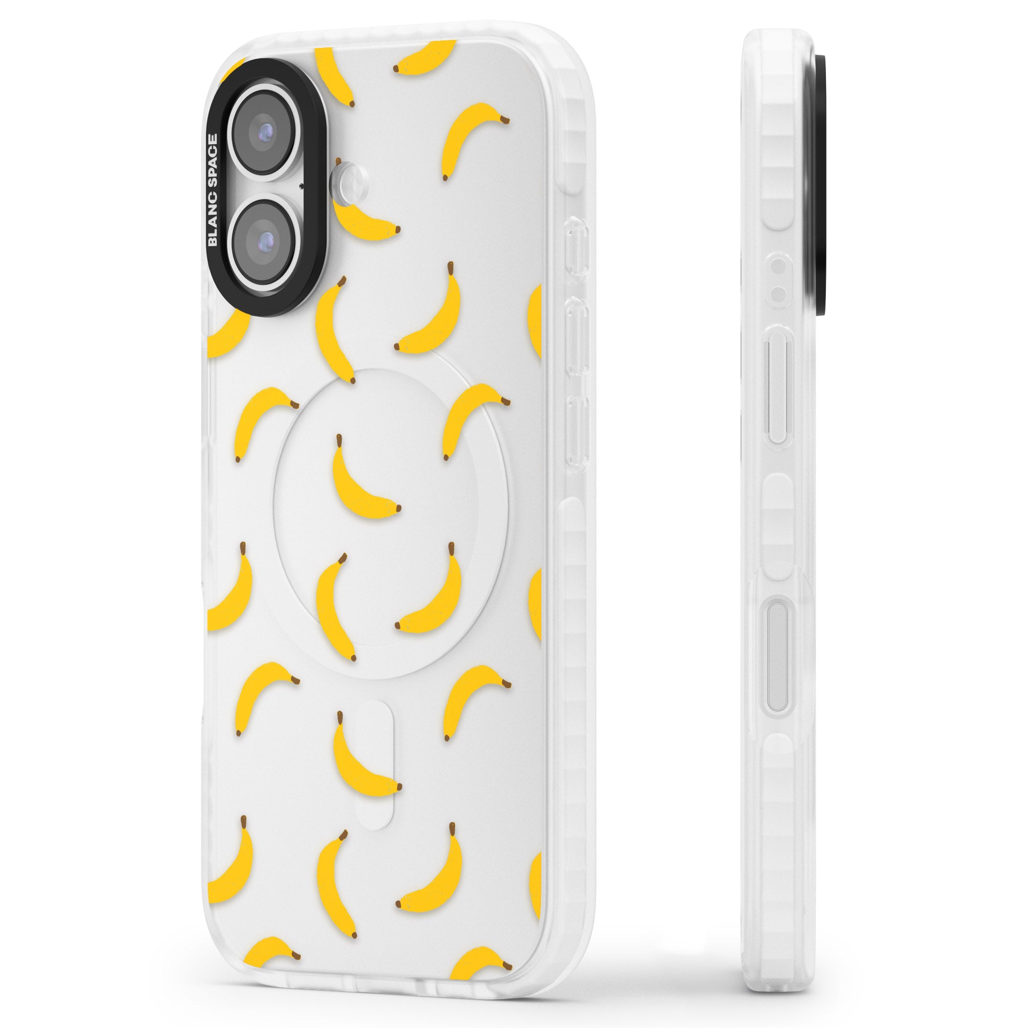 Banana Pattern iPhone 17 Impact Clear Phone Case Side Profile