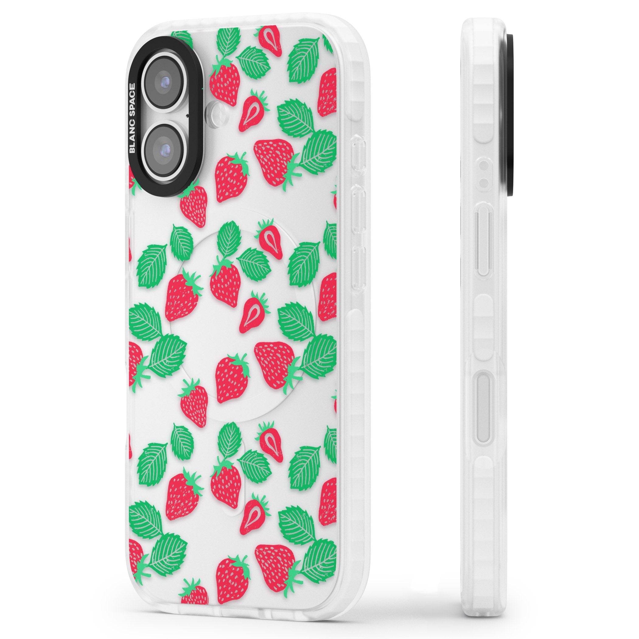 Strawberry Delight iPhone 17 Impact Clear Phone Case Side Profile