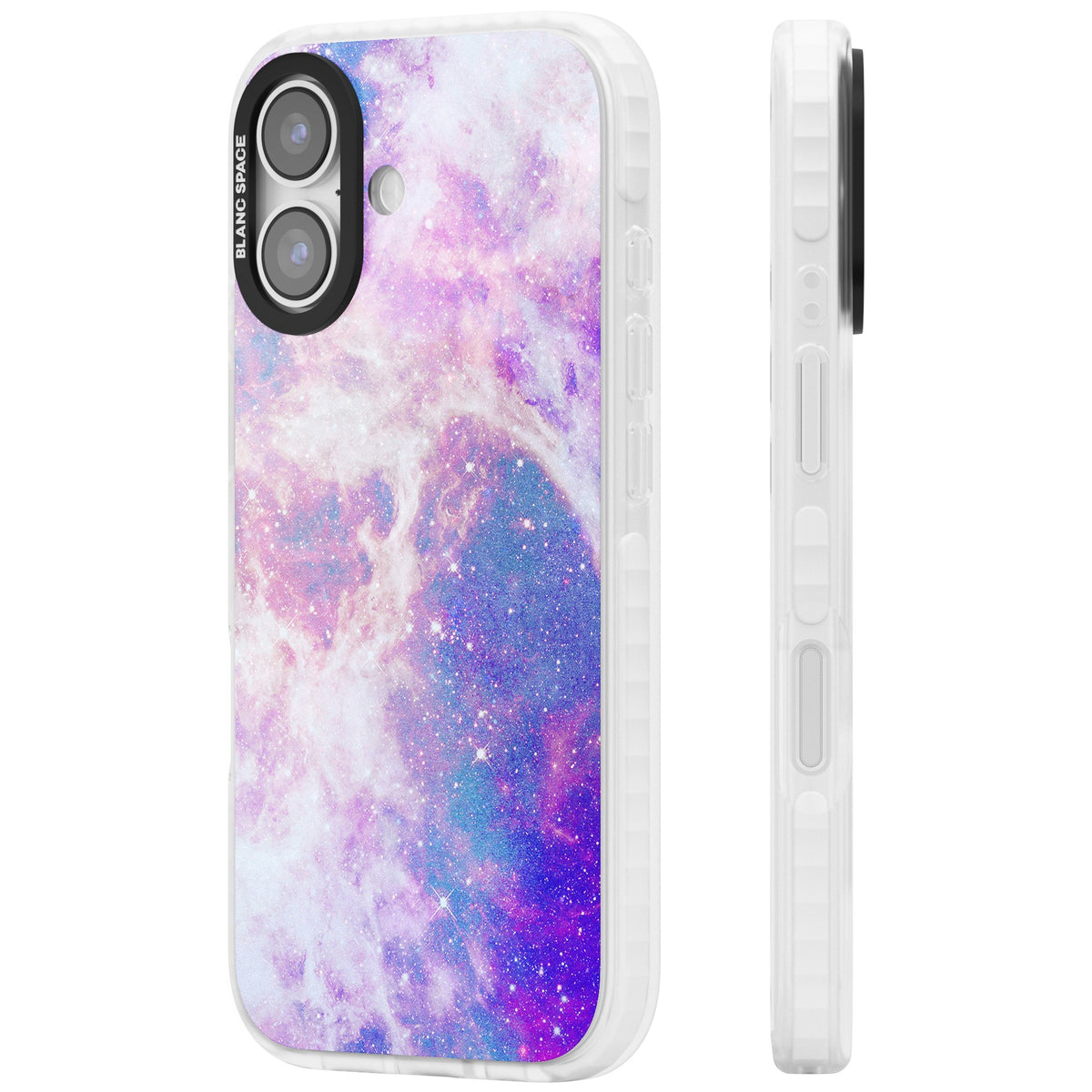 Pastel Galaxy iPhone 16 / iPhone 16 Plus / iPhone 17 Impact Clear Phone Case side