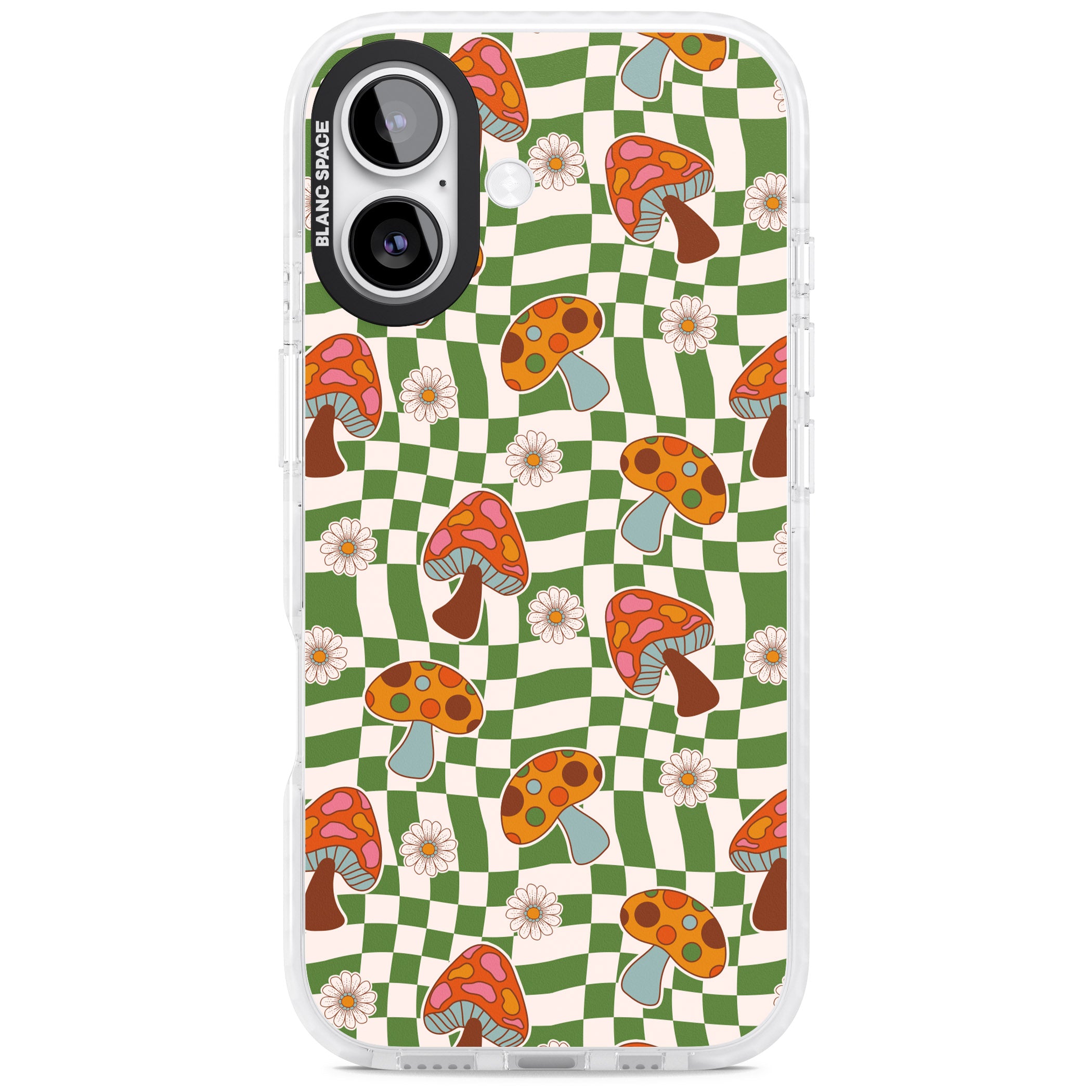 Wavy Checked Shroom & Bloom iPhone 17 Impact Clear Phone Case