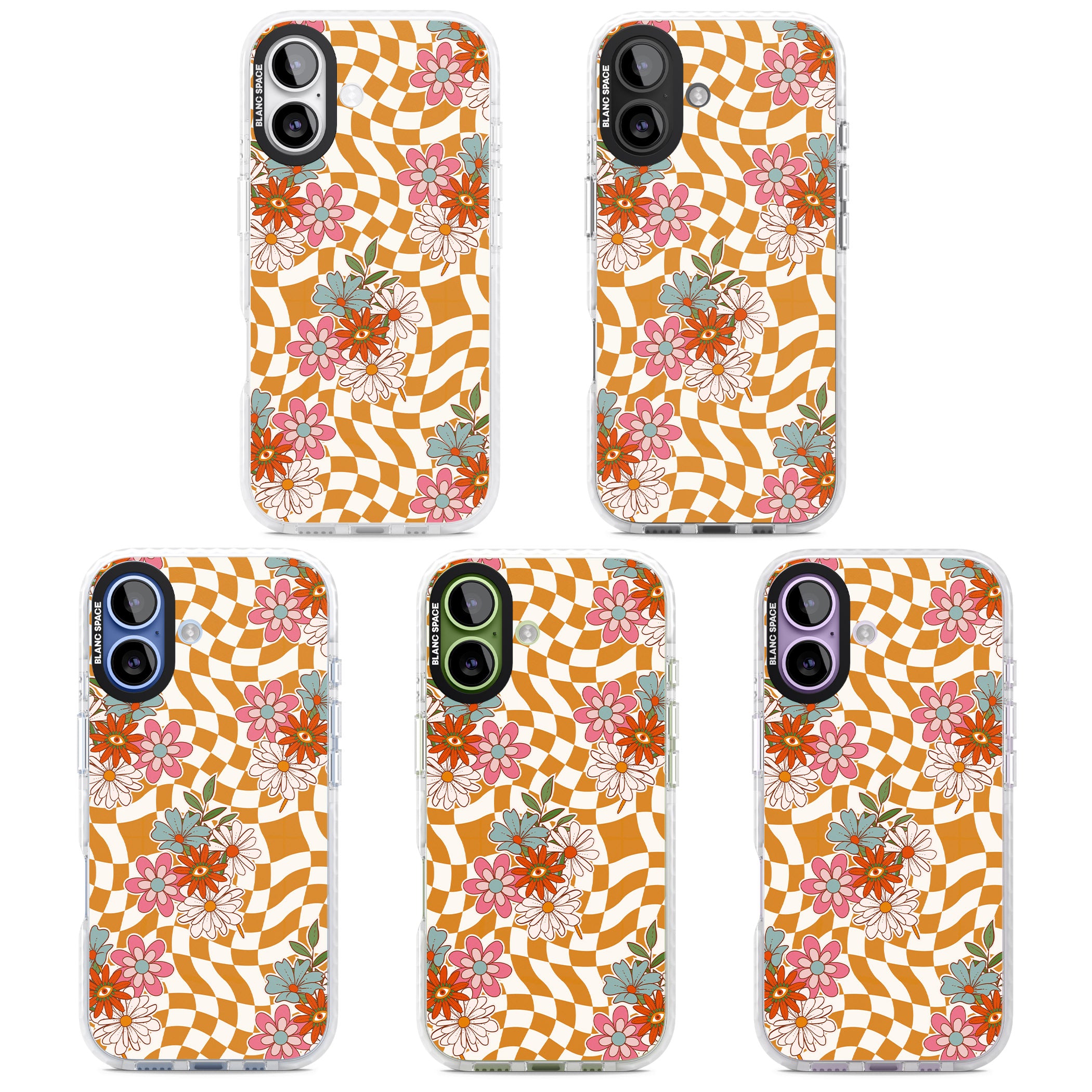 Wavy Checked Bloom iPhone 17 Impact Clear Phone Case APT Impact Protection