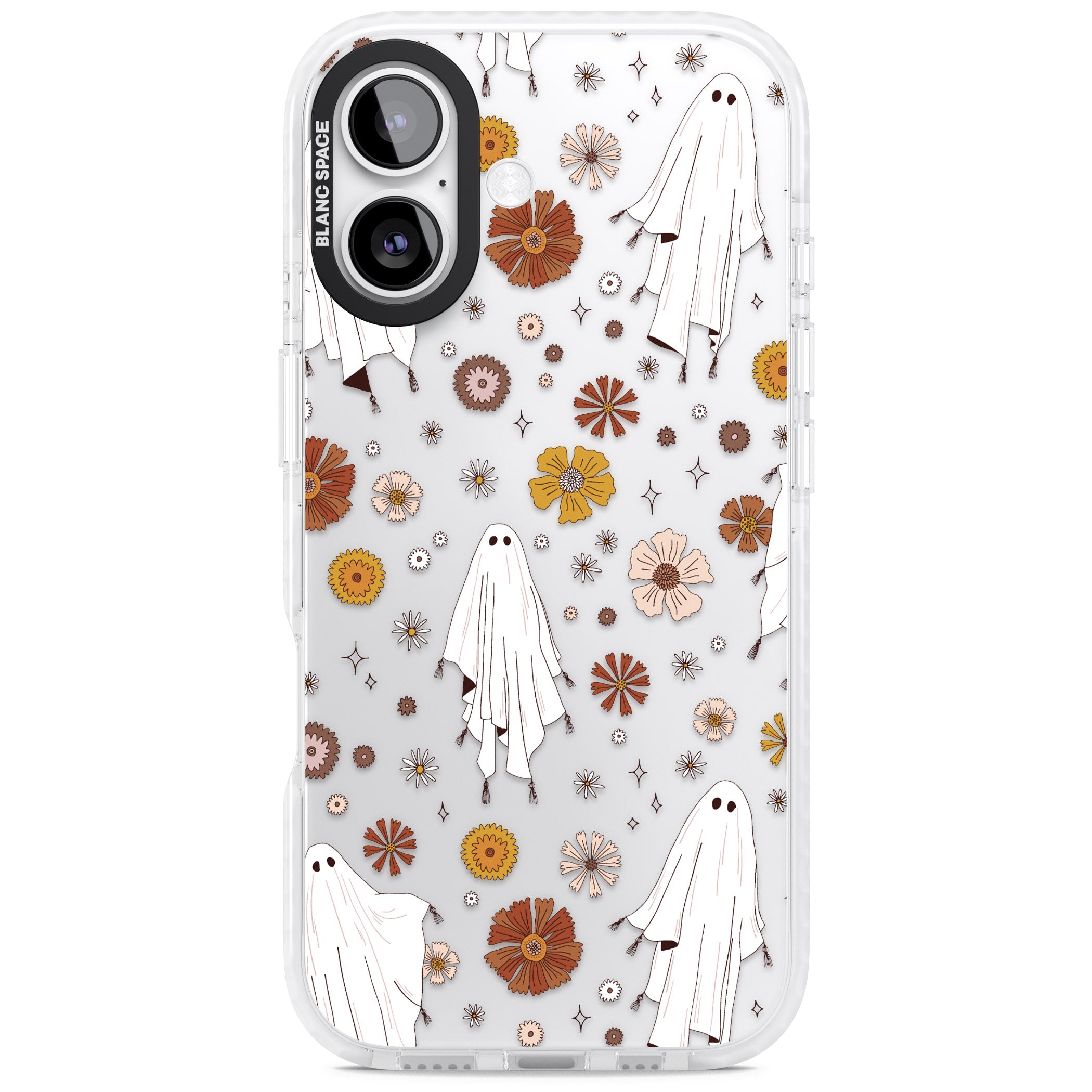 Halloween Ghosts And Flowers iPhone 17 Impact Clear Phone Case