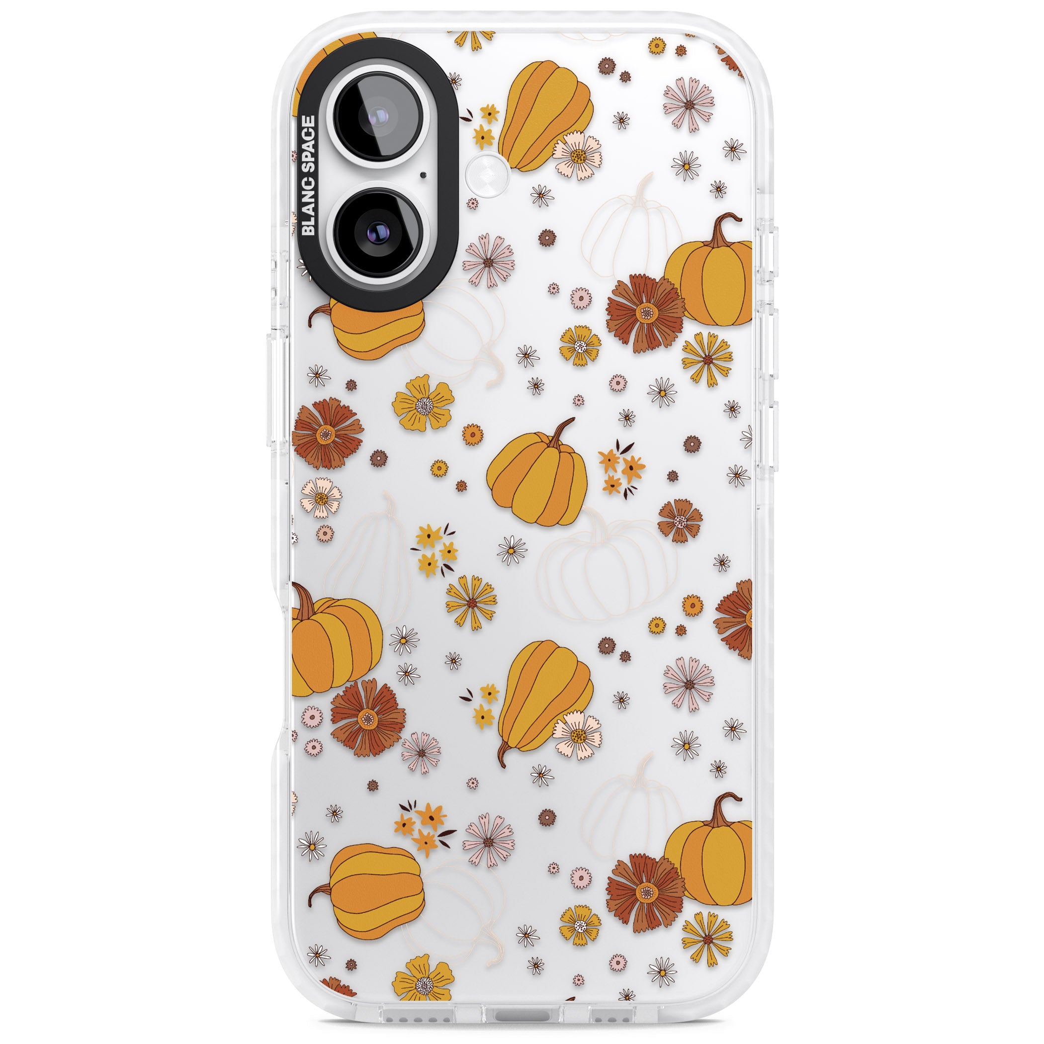 Halloween Pumpkins And Flowers iPhone 17 Impact Clear Phone Case