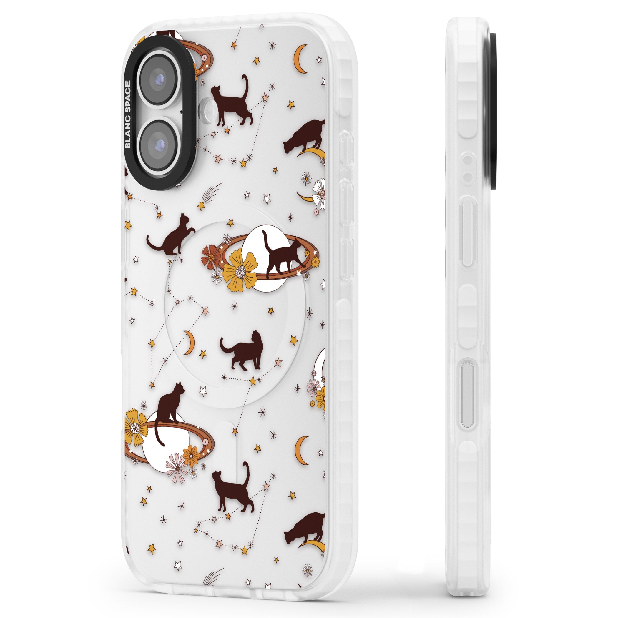 Halloween Cats And Astrology iPhone 17 Impact Clear Phone Case Side Profile