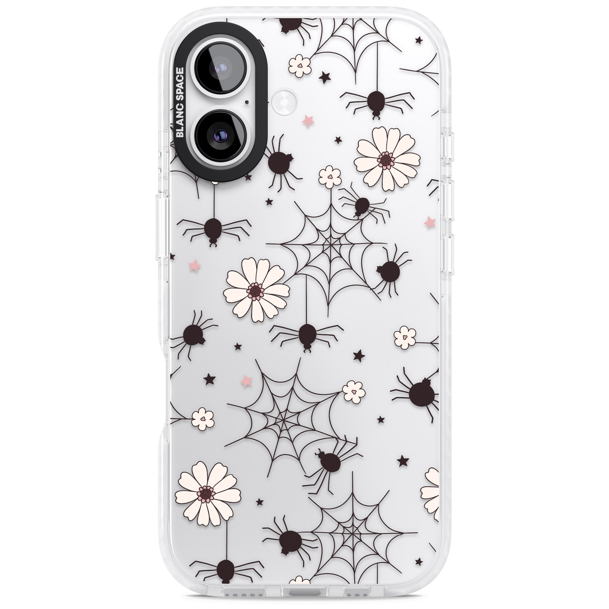 Spiders And Flowers Pattern iPhone 17 Impact Clear Phone Case