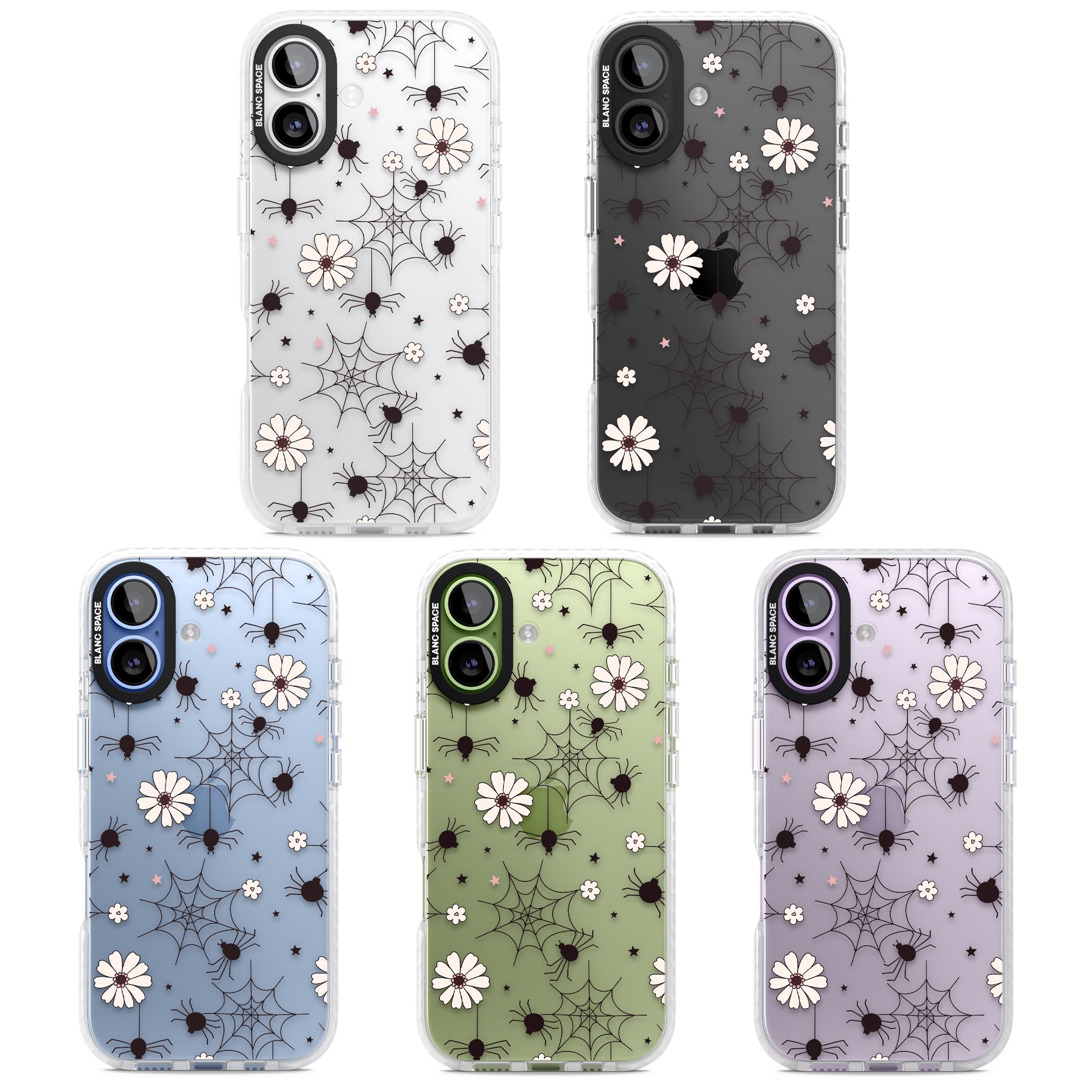 Spiders And Flowers Pattern iPhone 17 Impact Clear Phone Case APT Impact Protection
