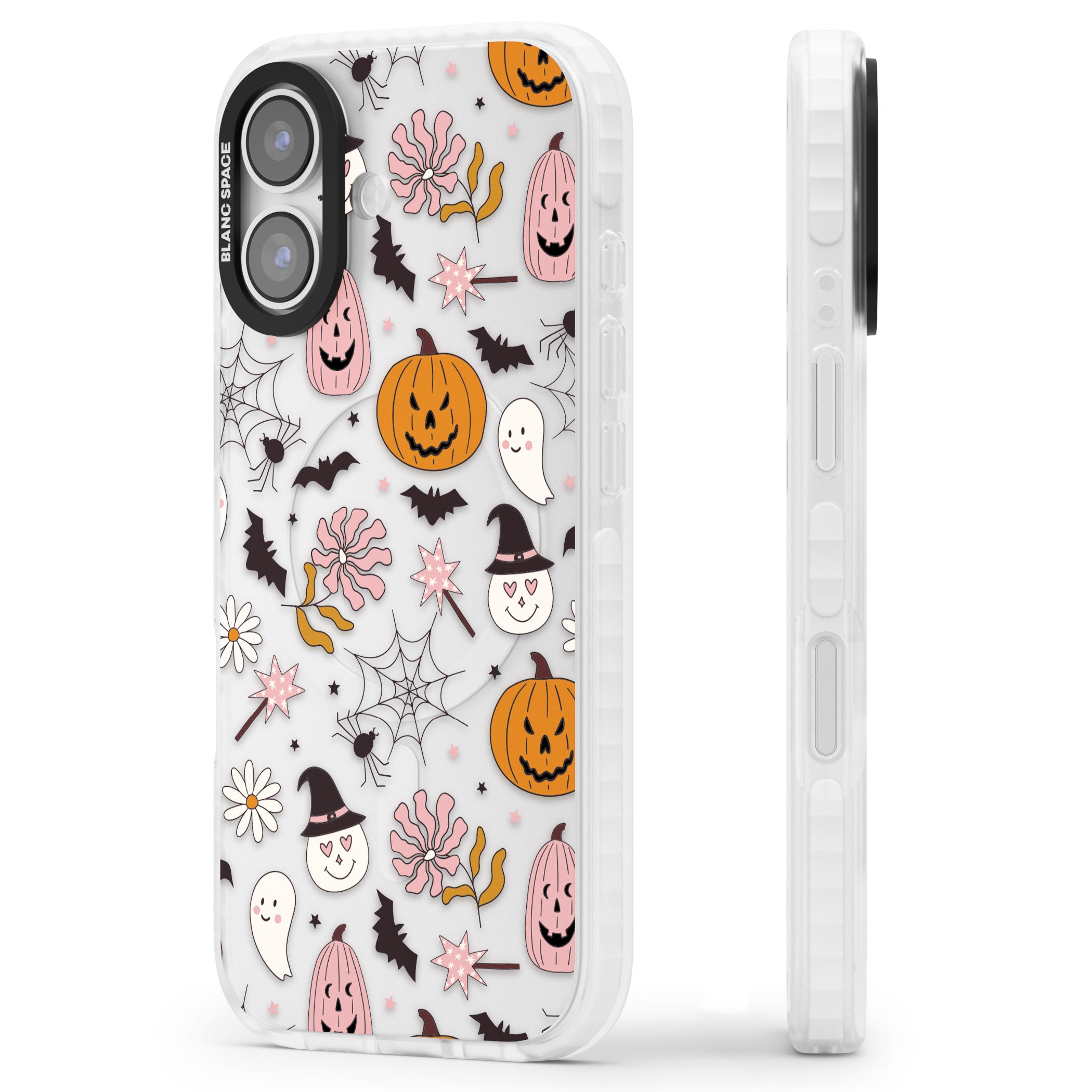 Spooky Mix iPhone 17 Impact Clear Phone Case Side Profile