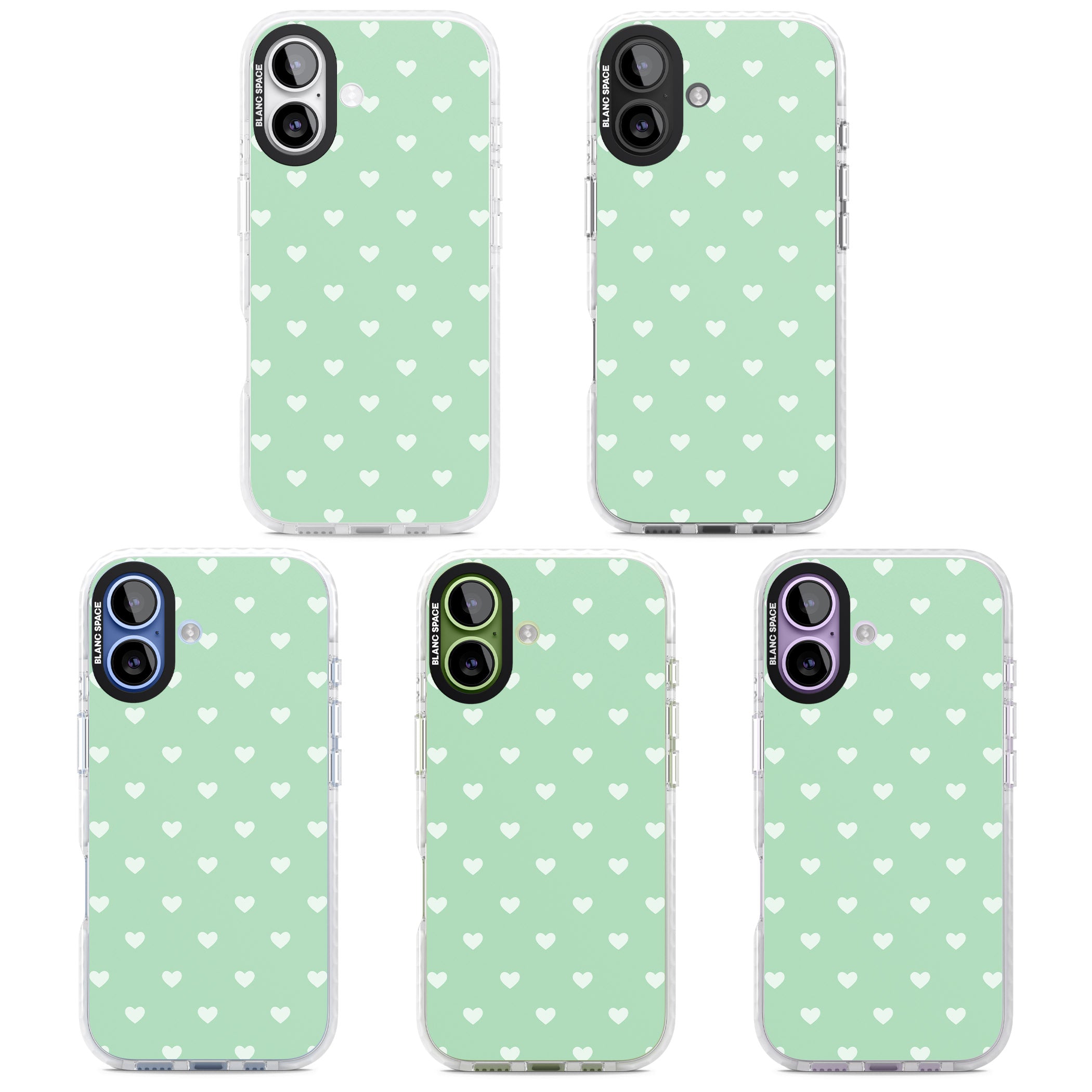 Small Heart Pattern: Green iPhone 17 Impact Clear Phone Case APT Impact Protection
