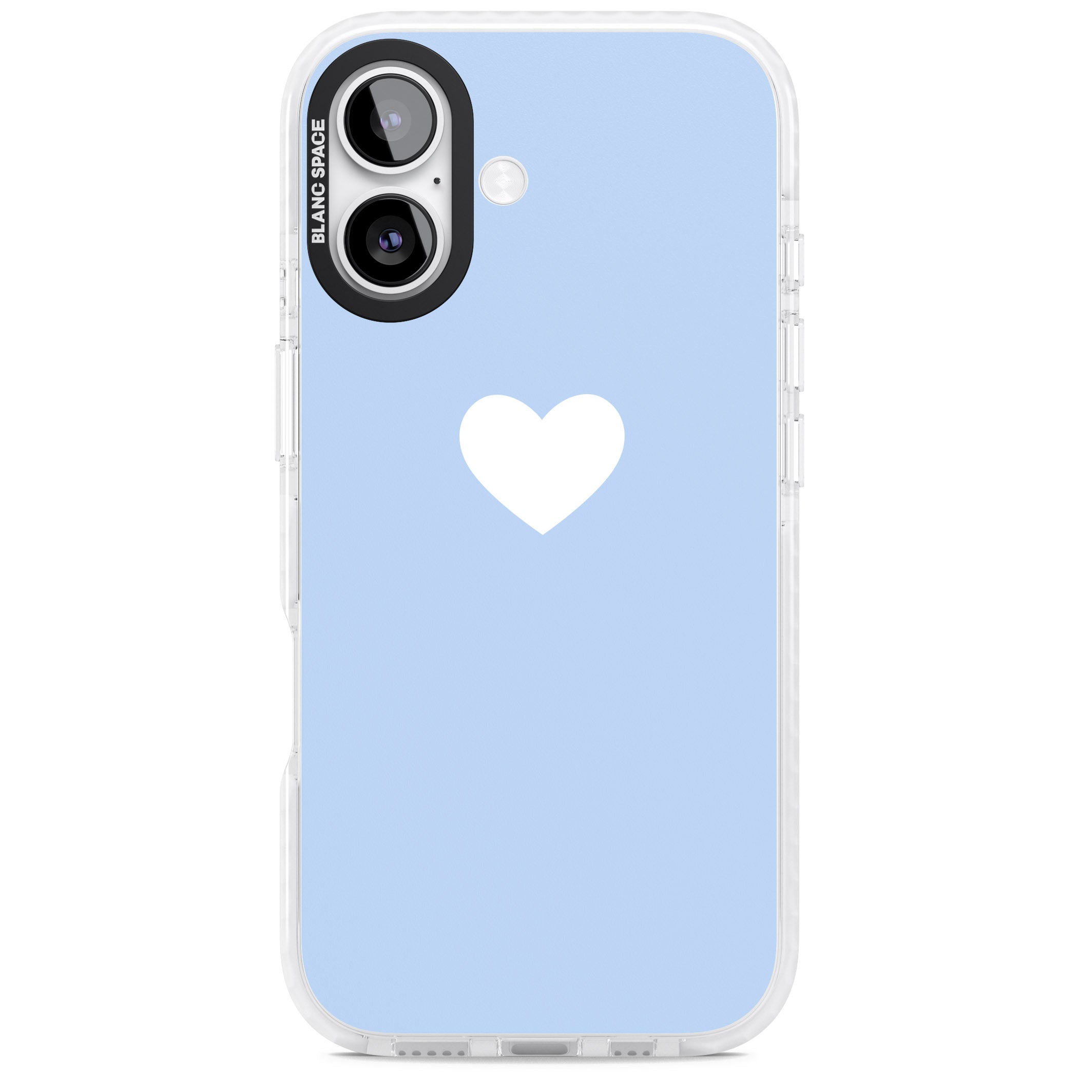 Single Heart Design: White & Baby Blue iPhone 17 Impact Clear Phone Case