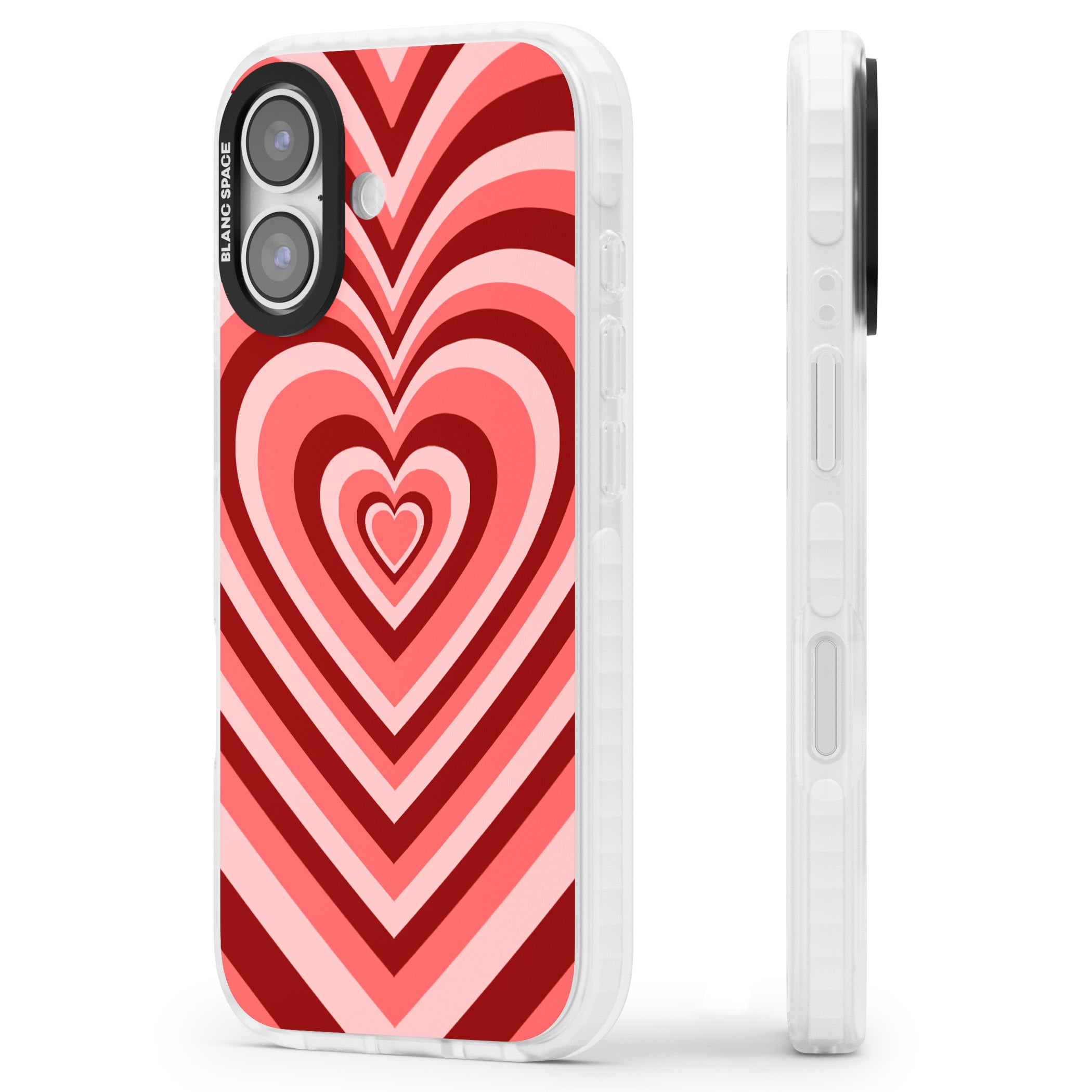 Red Heart Illusion iPhone 17 Impact Clear Phone Case Side Profile