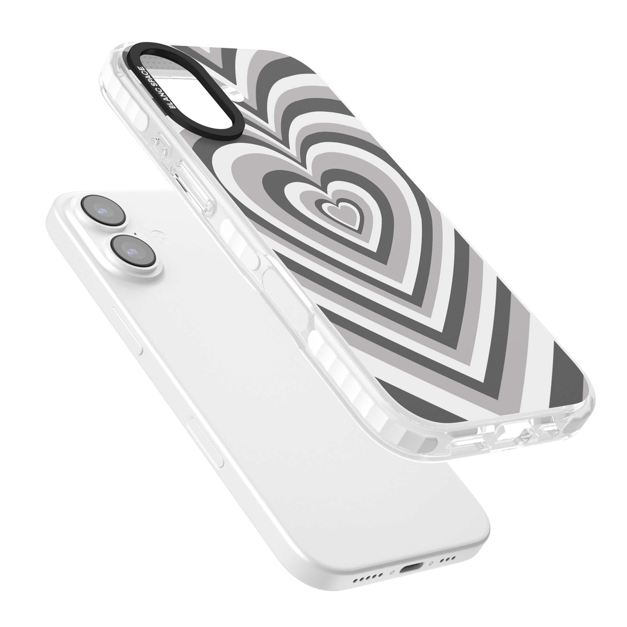 Monochrome Heart Illusion iPhone 17 Impact Clear Phone Case Colours
