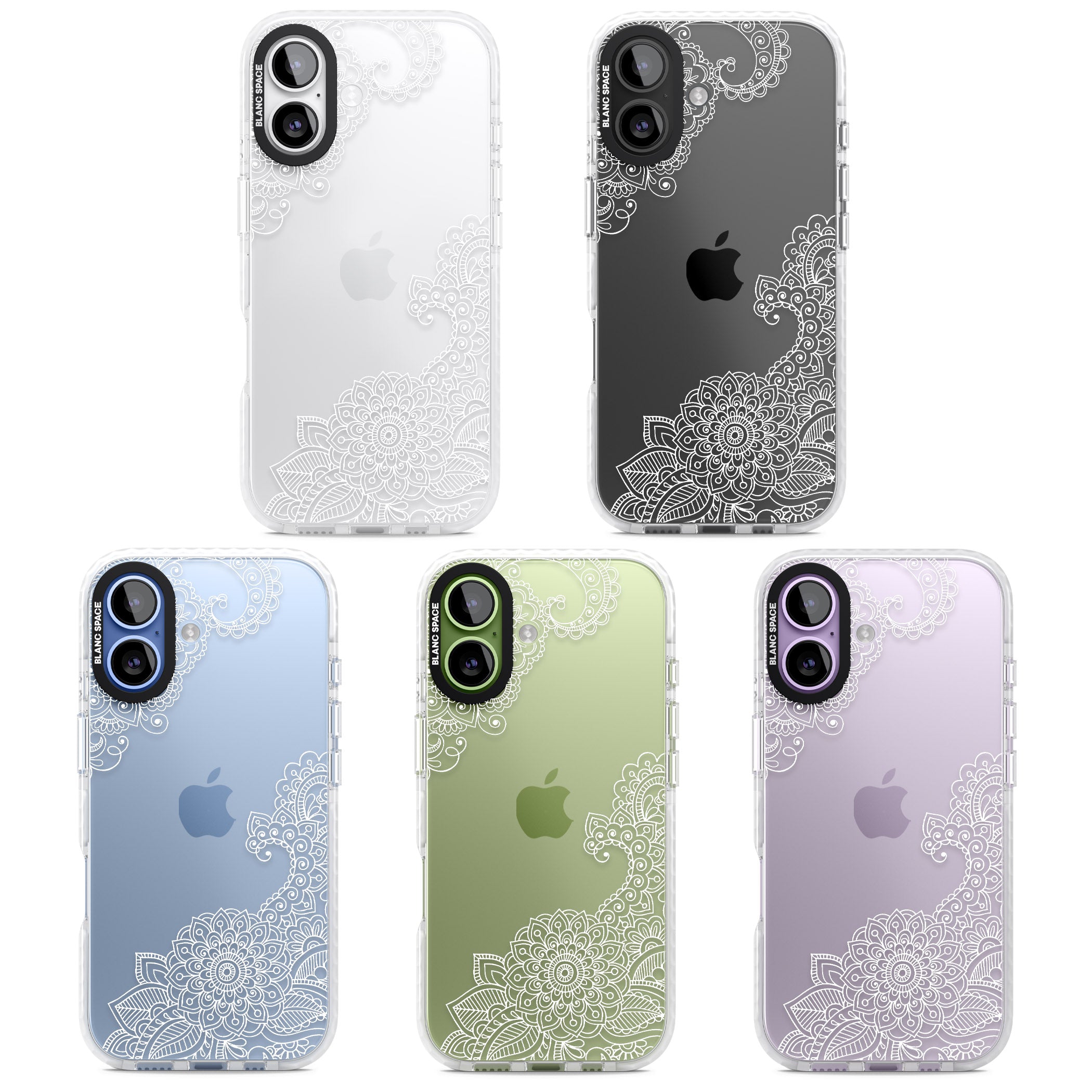 White Henna Botanicals iPhone 17 Impact Clear Phone Case APT Impact Protection