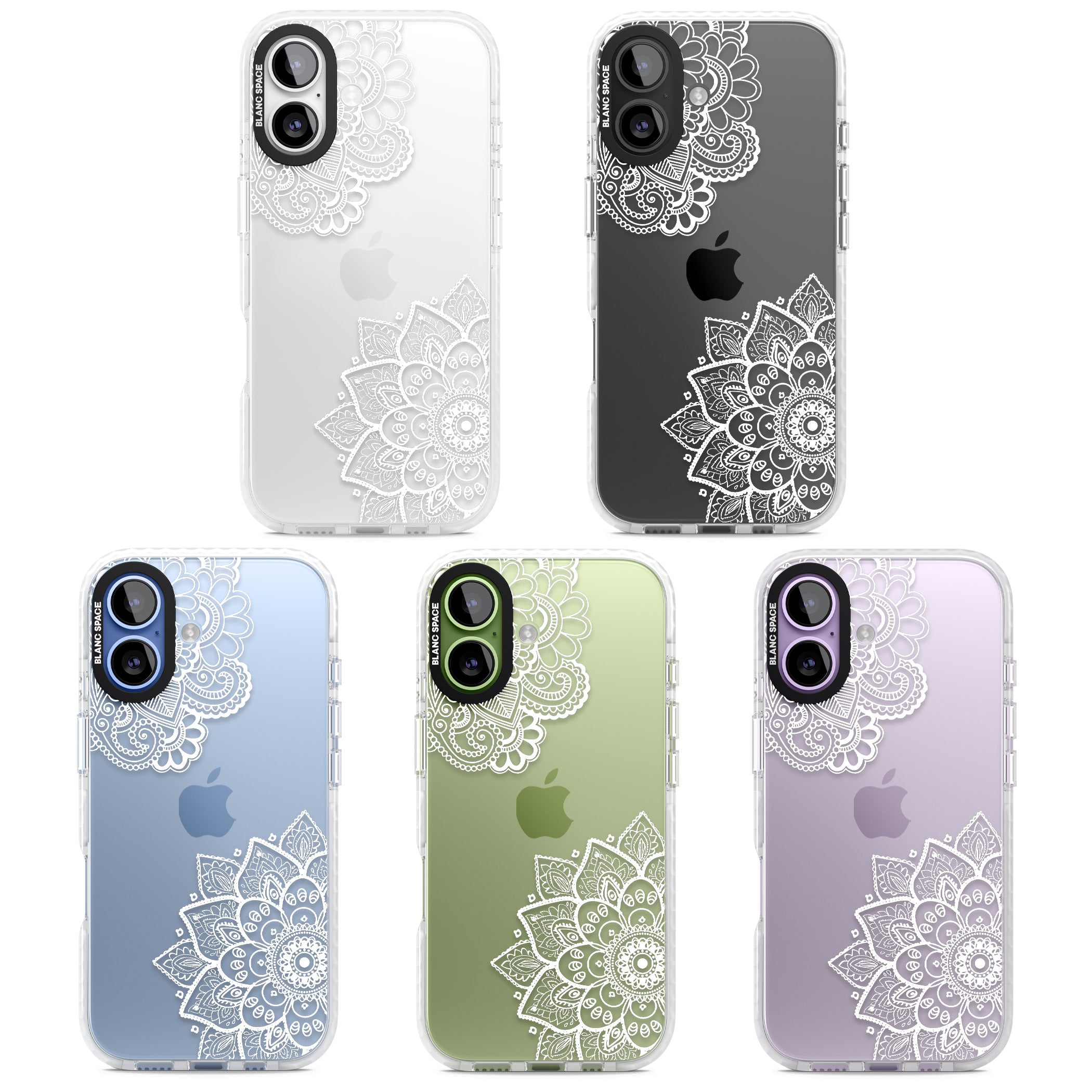White Henna Florals iPhone 17 Impact Clear Phone Case APT Impact Protection