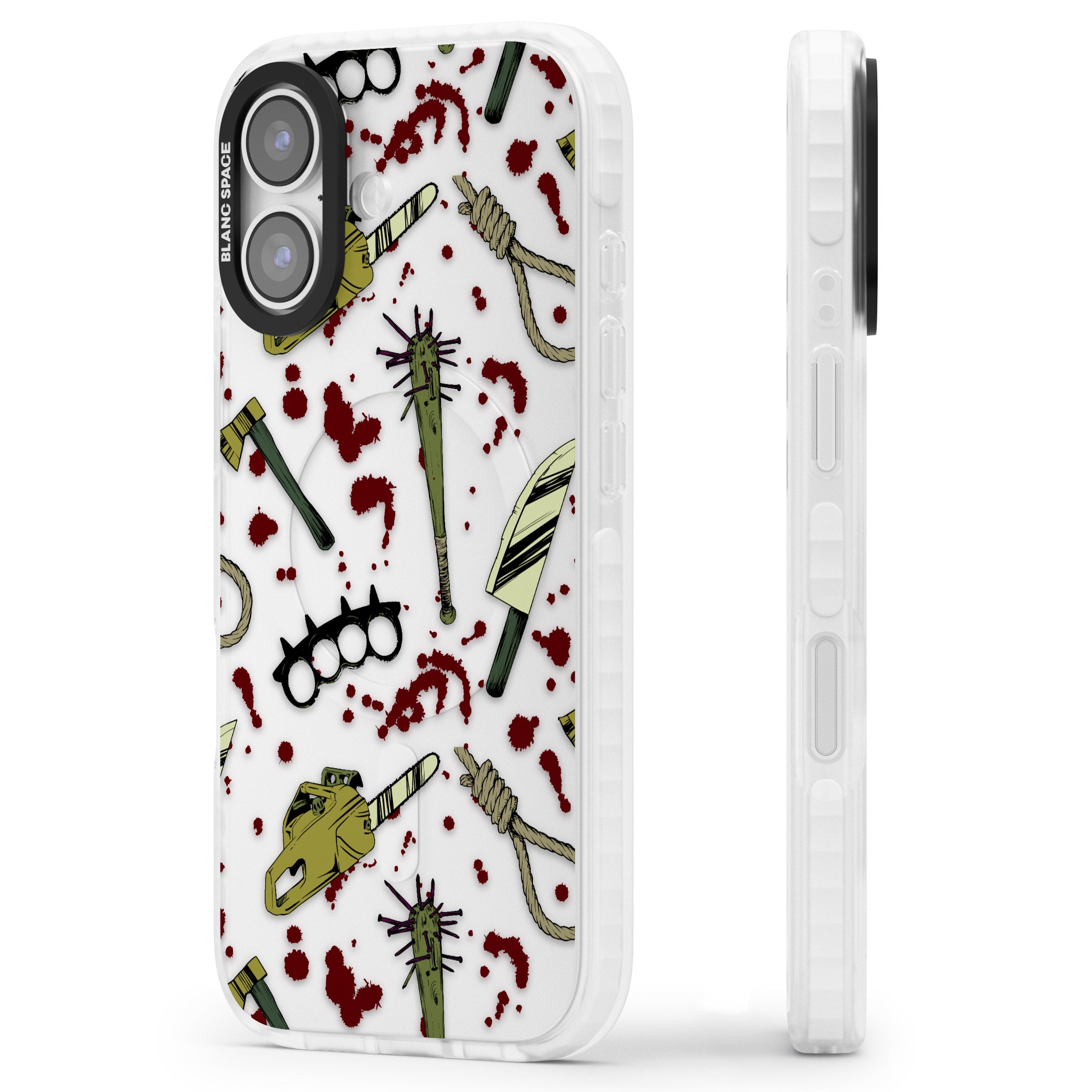 Movie Massacre iPhone 17 Impact Clear Phone Case Side Profile