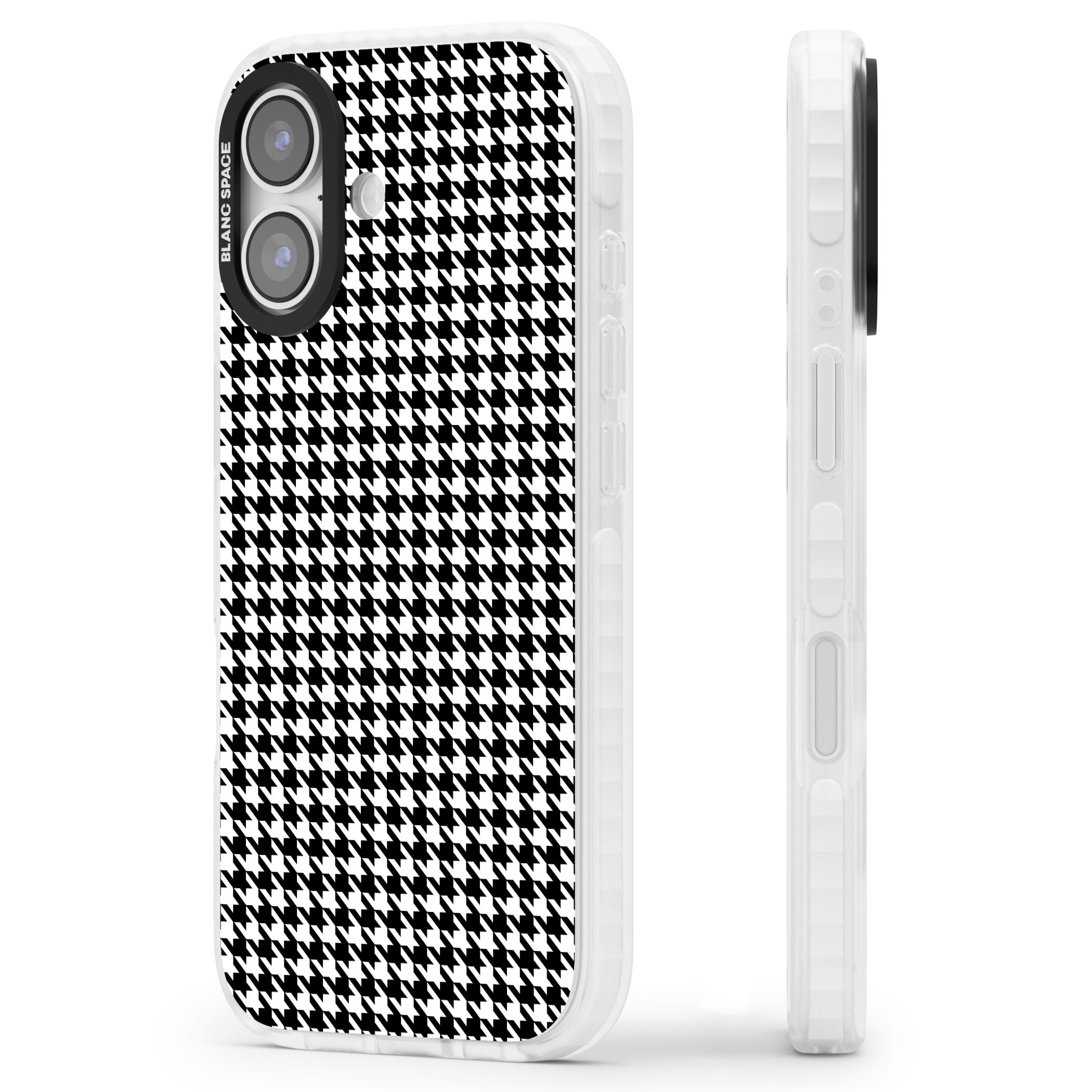 Black Houndstooth Pattern iPhone 17 Impact Clear Phone Case Side Profile