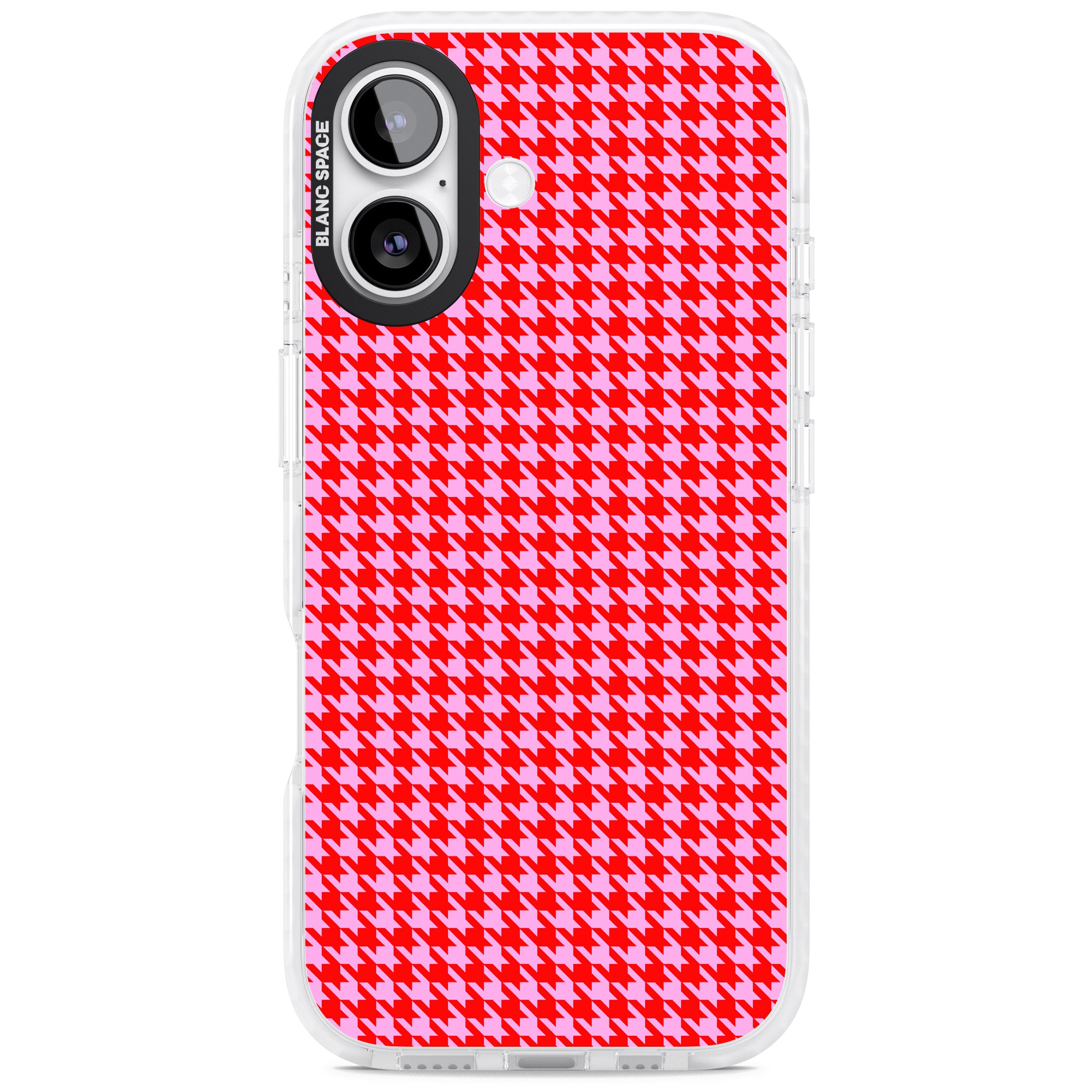 Neon Pink & Red Houndstooth iPhone 17 Impact Clear Phone Case