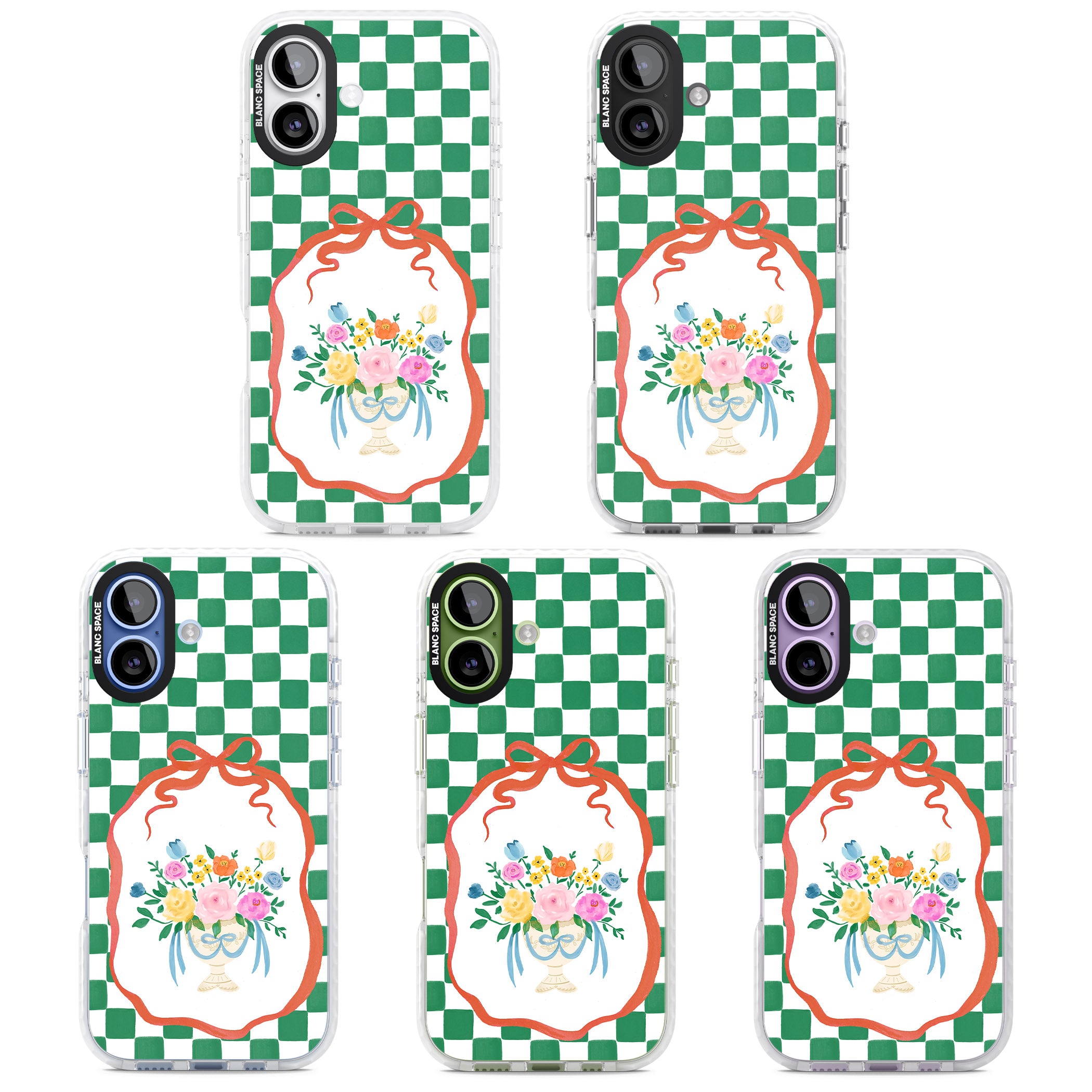 Green Checked Bouquet iPhone 17 Impact Clear Phone Case APT Impact Protection