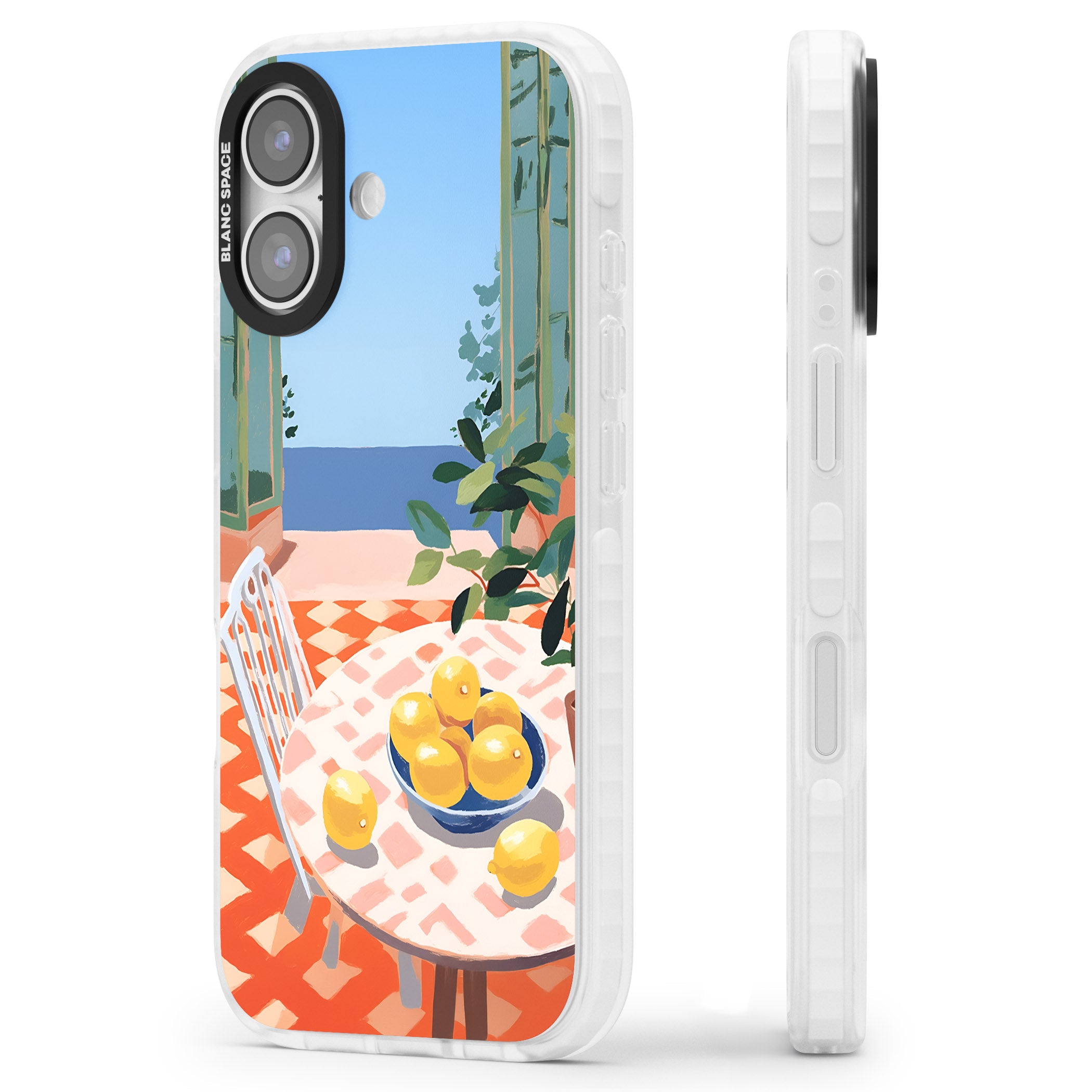 Seaside Lemons iPhone 17 Impact Clear Phone Case Side Profile