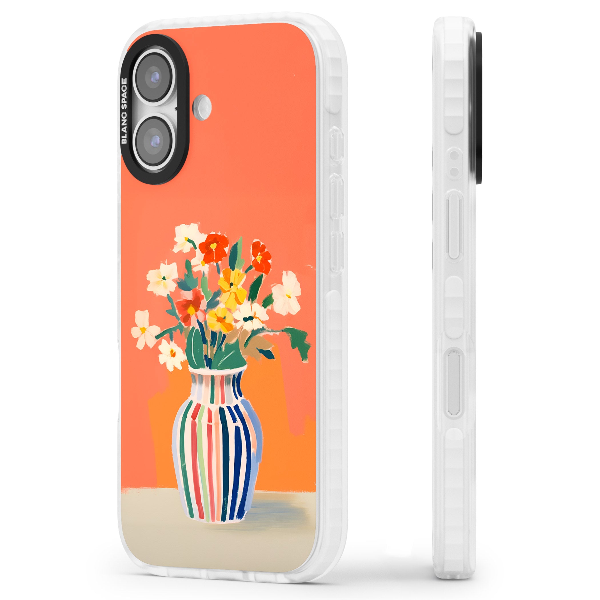 Coral Flower Vase iPhone 17 Impact Clear Phone Case Side Profile