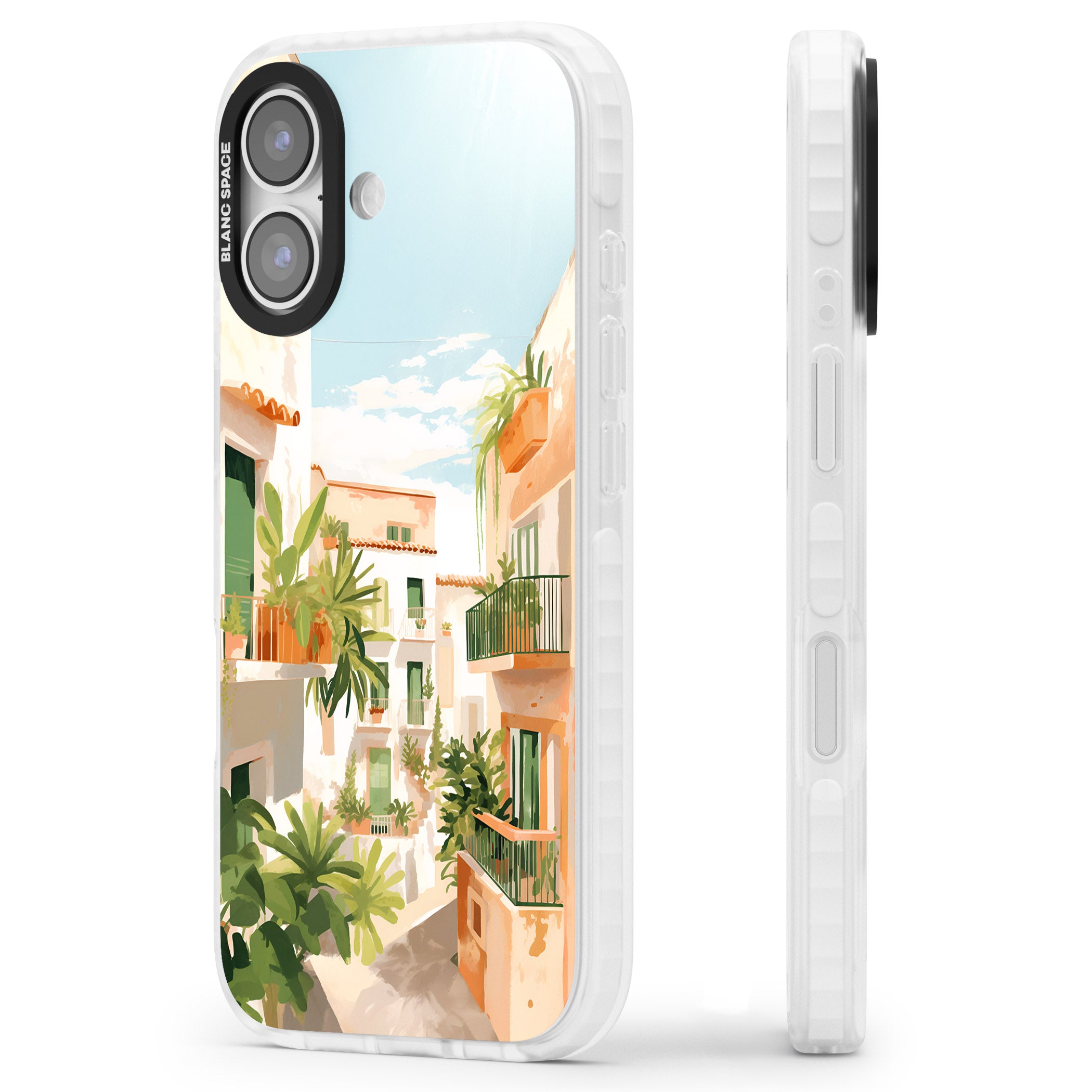 Tuscan Balconies iPhone 17 Impact Clear Phone Case Side Profile