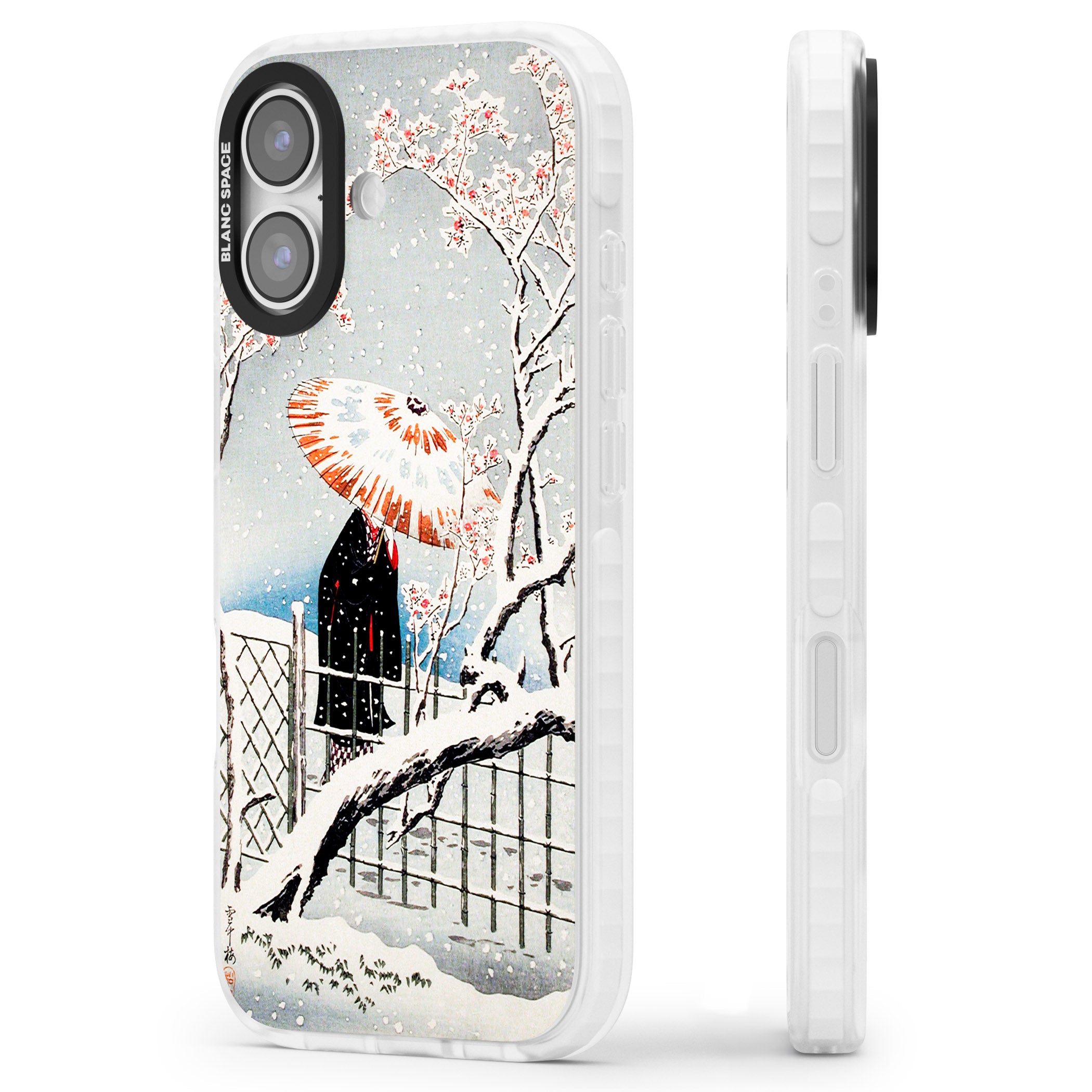 Plum Tree In Snow By Hiroaki Takahashi iPhone 17 Impact Clear Phone Case Side Profile