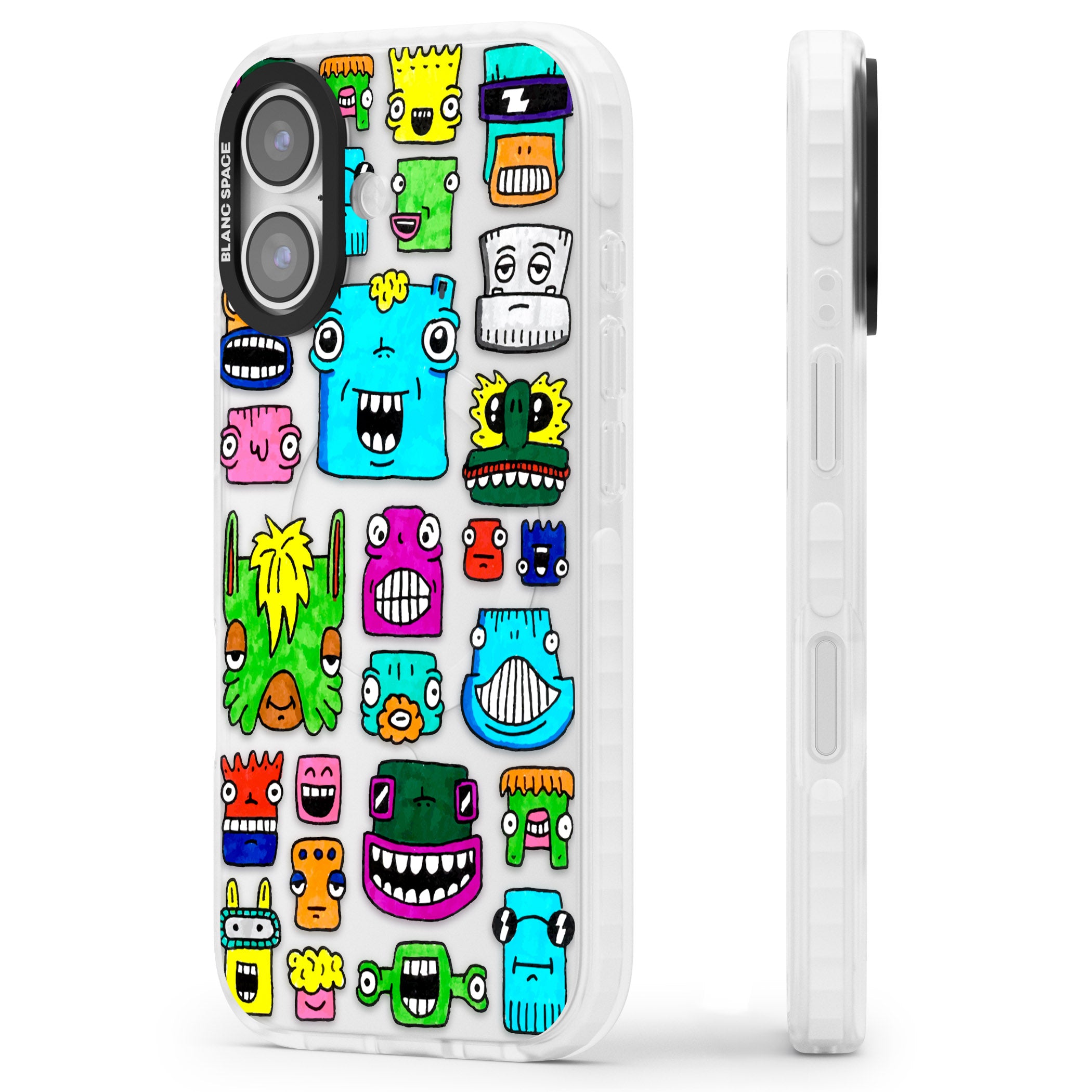 Burst Heads Colour iPhone 17 Impact Clear Phone Case Side Profile