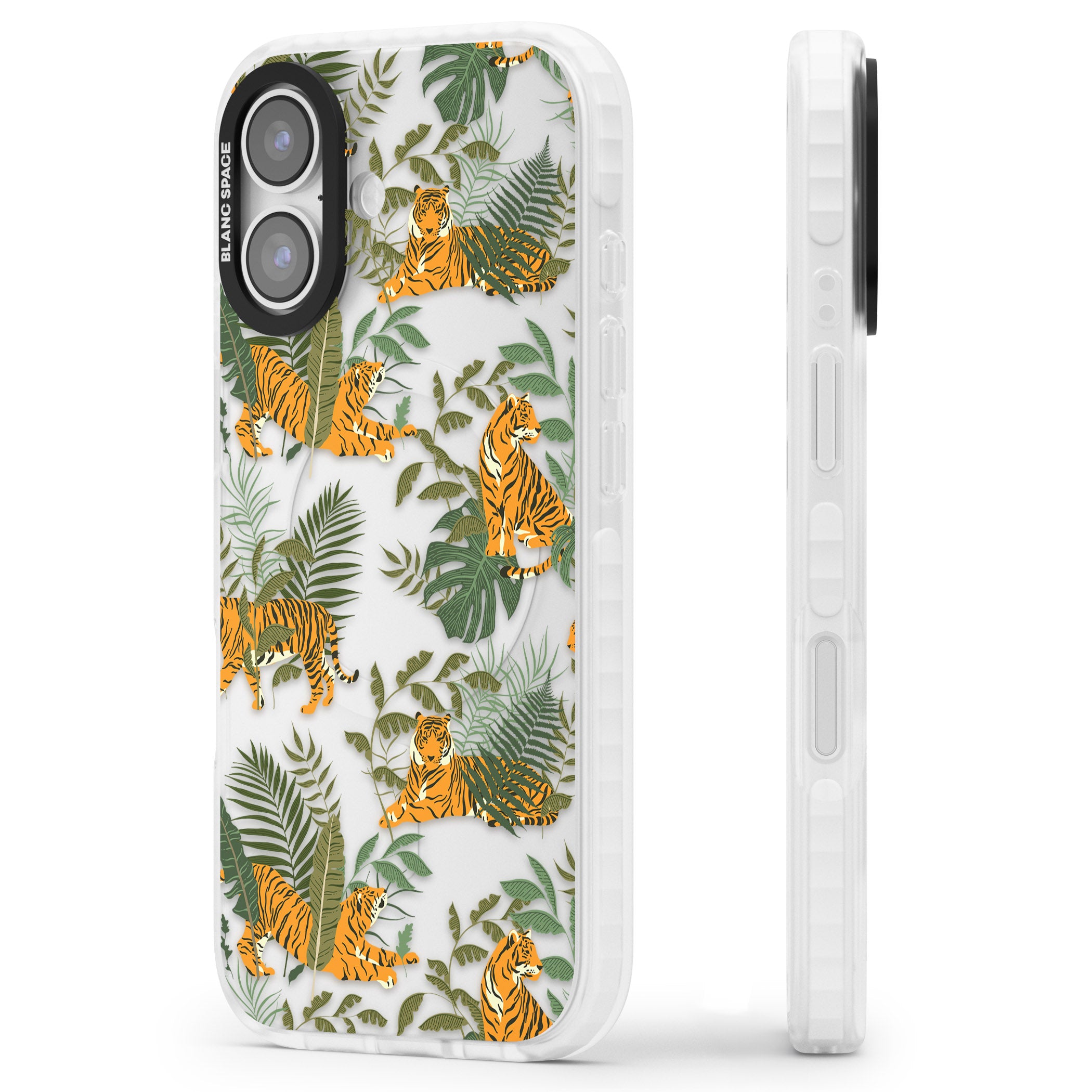 Tiger & Fern Jungle iPhone 17 Impact Clear Phone Case Side Profile