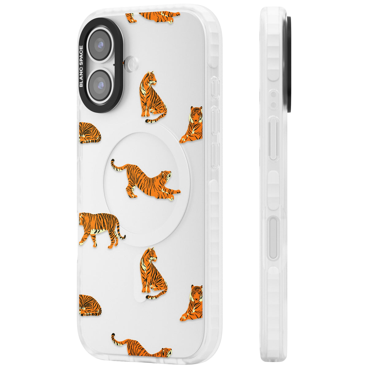 Tiger Lounge iPhone 16 / iPhone 16 Plus / iPhone 17 Impact Clear Phone Case side