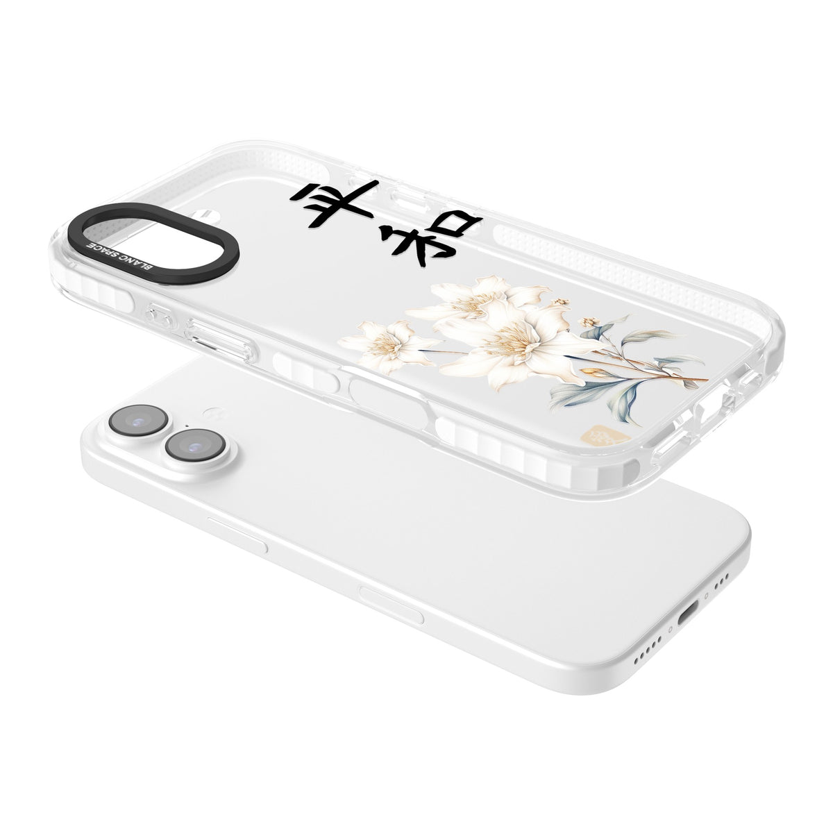 Peace And Flowers iPhone 16 / iPhone 16 Plus / iPhone 17 Impact Clear Phone Case angled