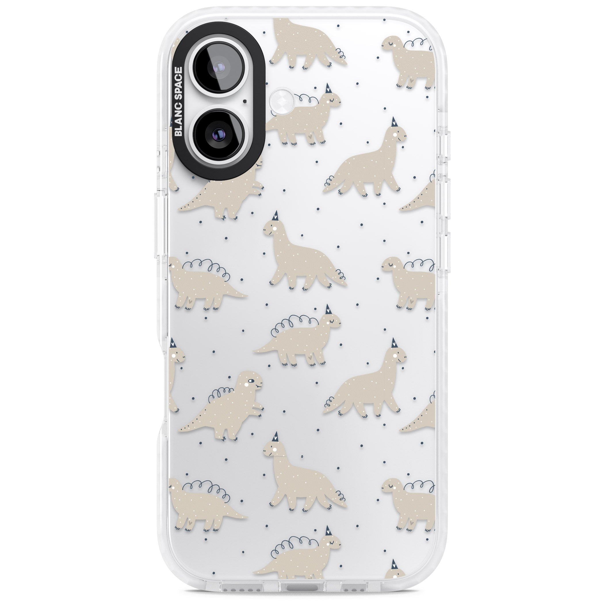 Adorable Dino Pattern iPhone 17 Impact Clear Phone Case